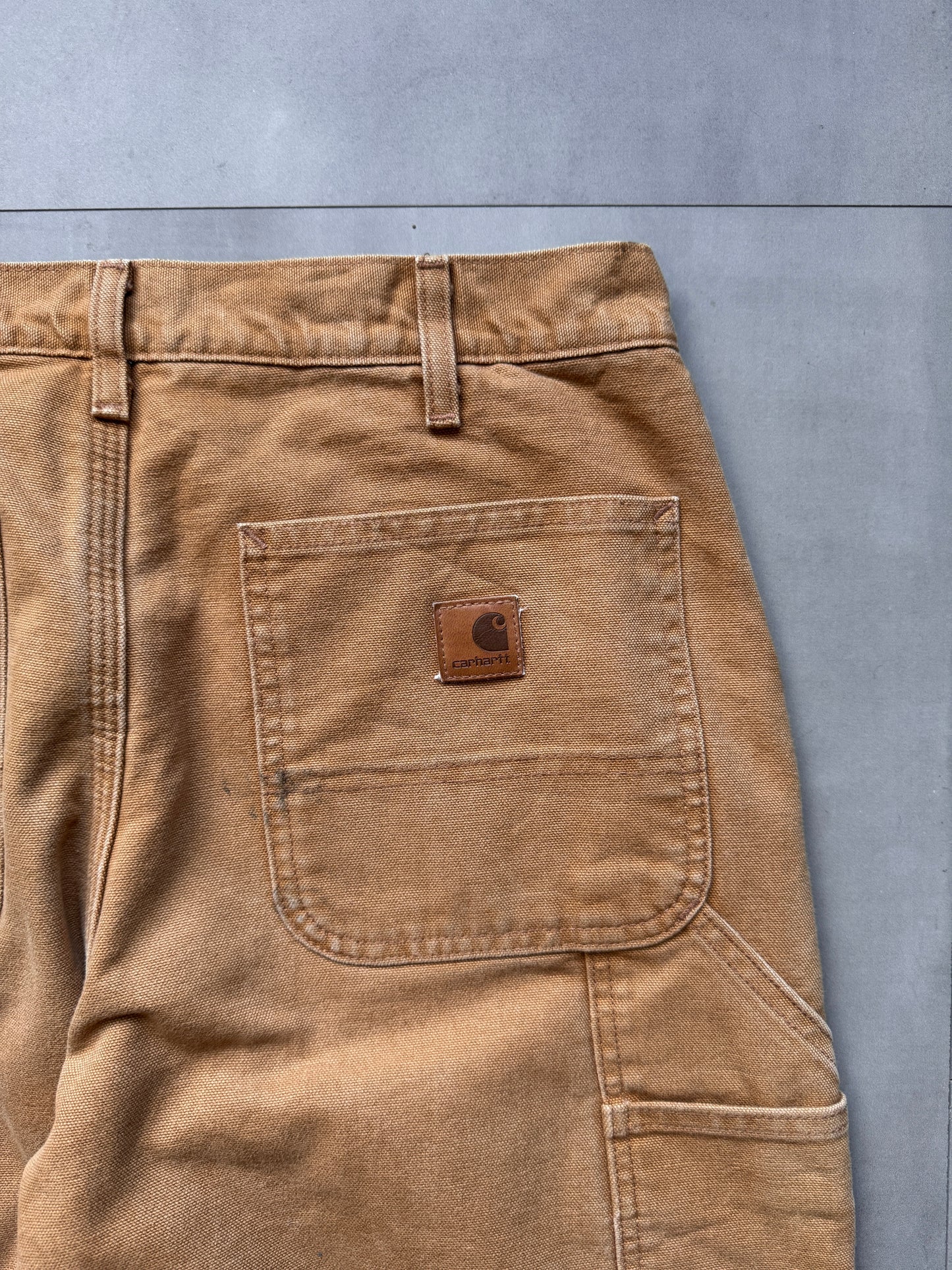 VINTAGE CARHARTT LIGHT BROWN BLANKET LINED CARPENTER PANTS - 36