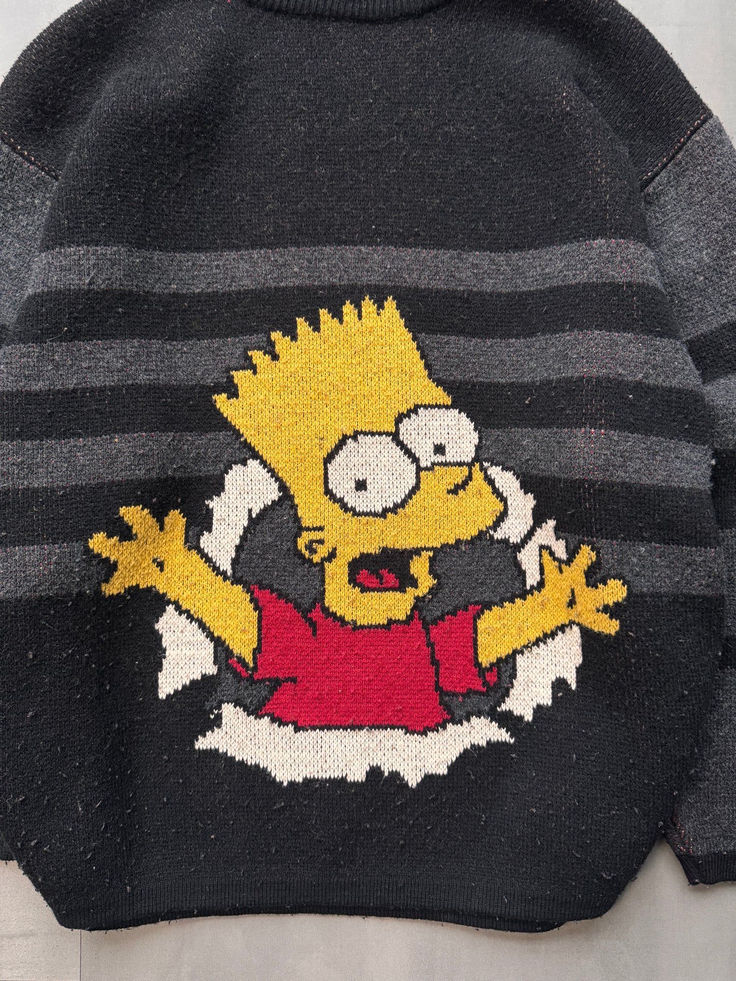 VINTAGE BART SIMPSON BLACK KNIT SWEATER - LARGE