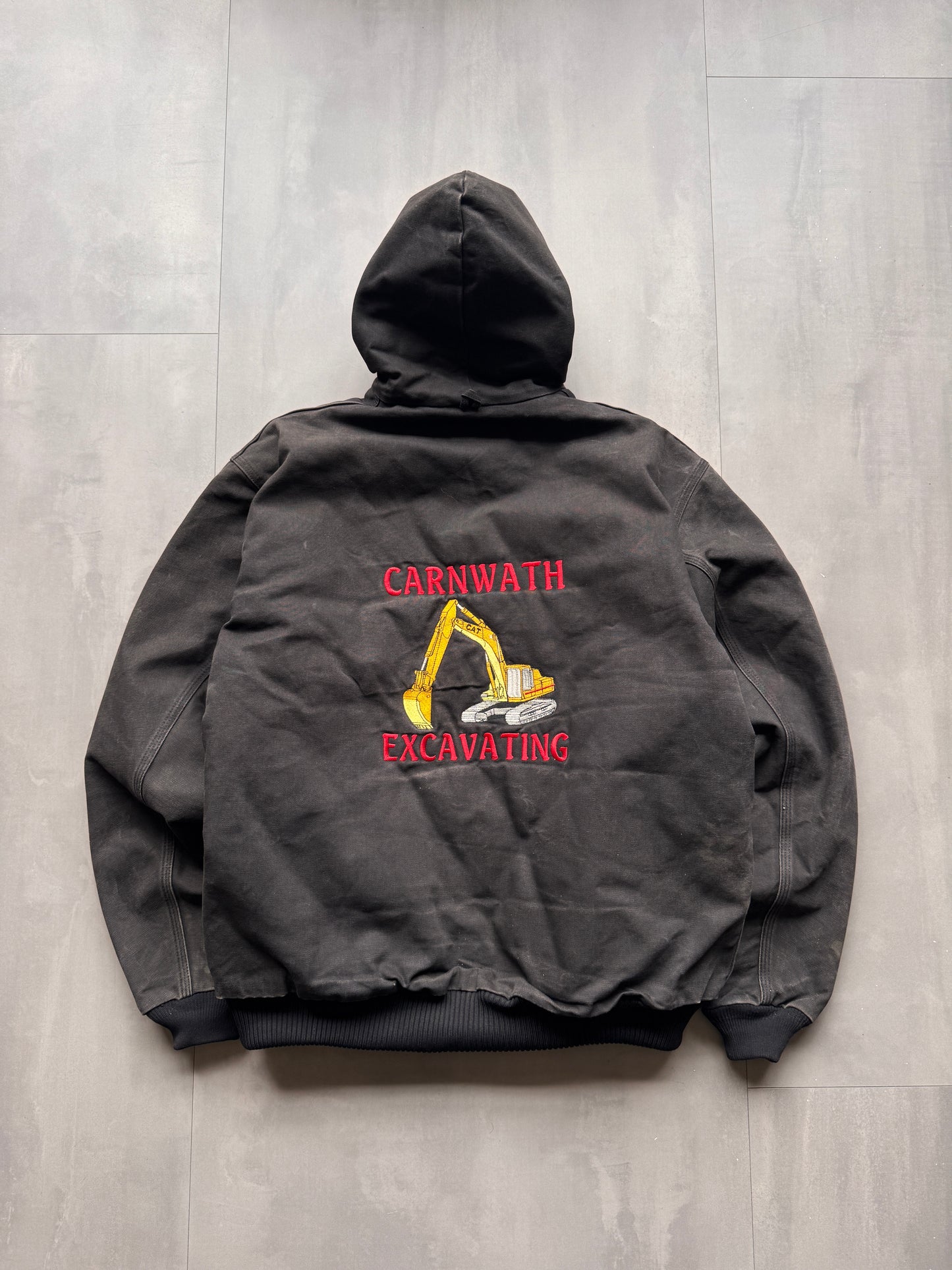 VINTAGE CARHARTT CARNWATH EXCAVATING FADED GREY ACTIVE JACKET - XL