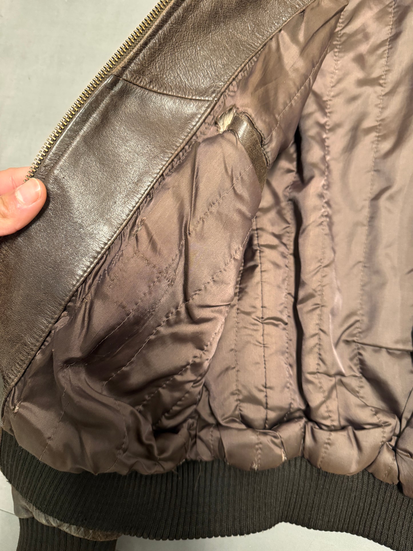 VINTAGE OAKWOOD BROWN LEATHER JACKET - MEDIUM