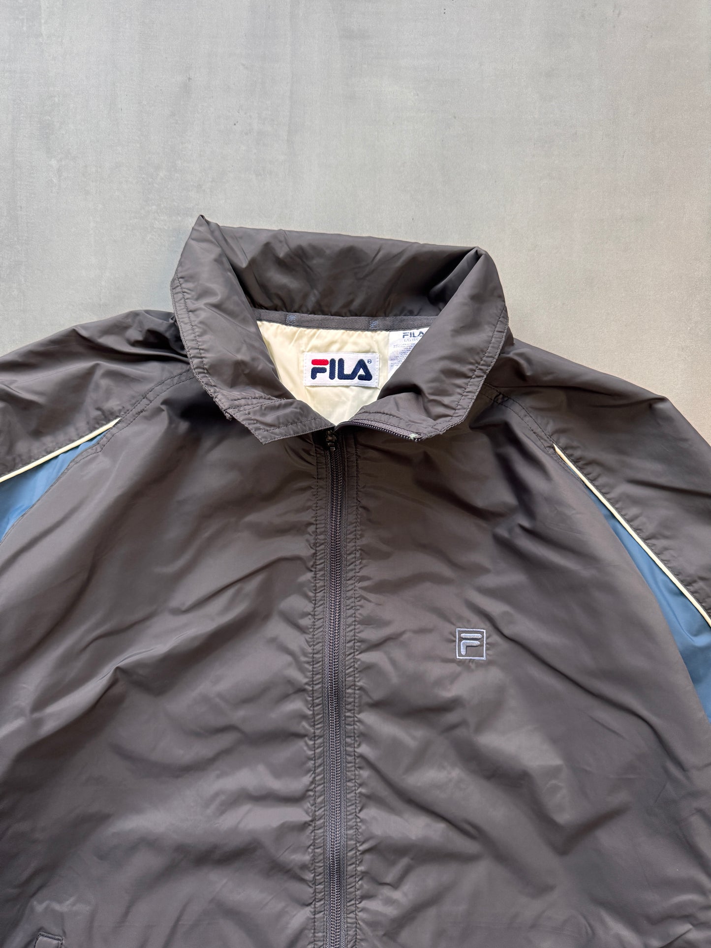 VINTAGE FILA GREY TRACK JACKET - L