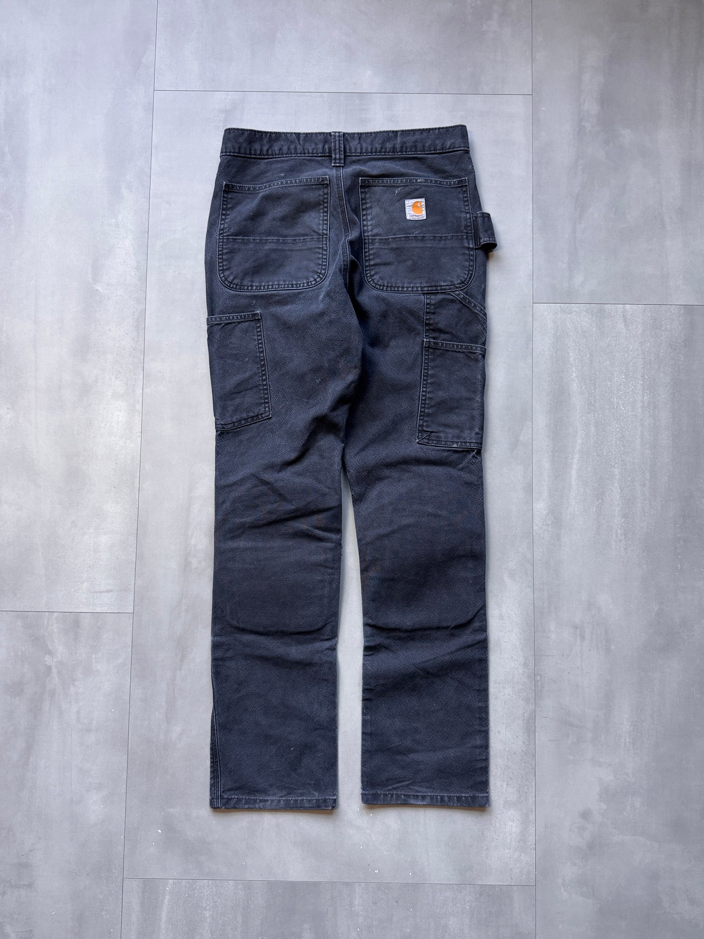 VINTAGE CARHARTT BLACK DOUBLE KNEE CARPENTER PANTS - 32