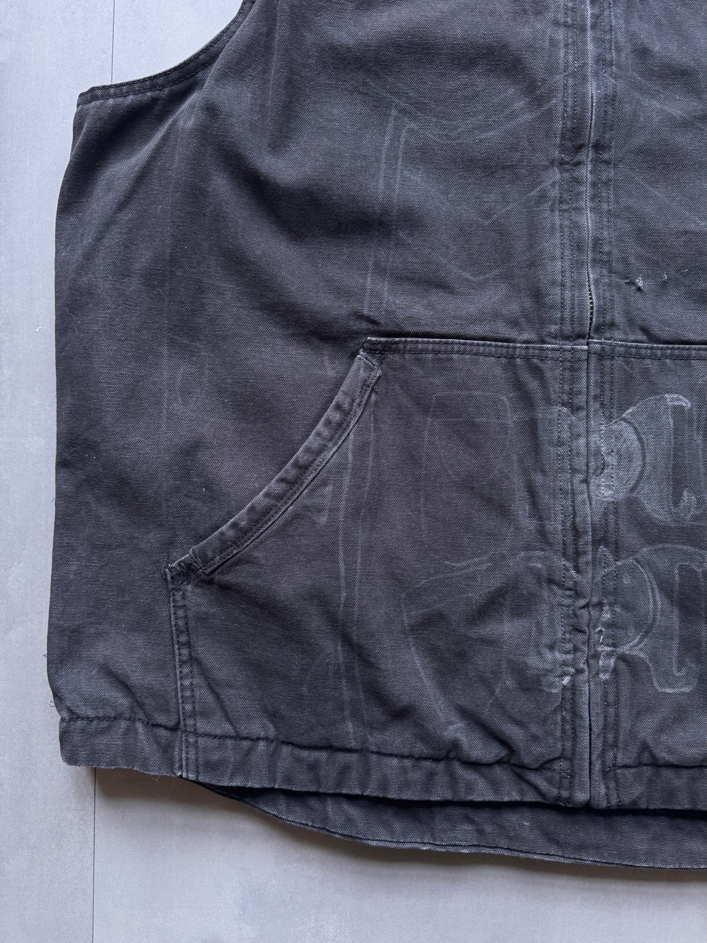 VINTAGE WOLVERINE FADED BLACK WORKWEAR GILET - XL