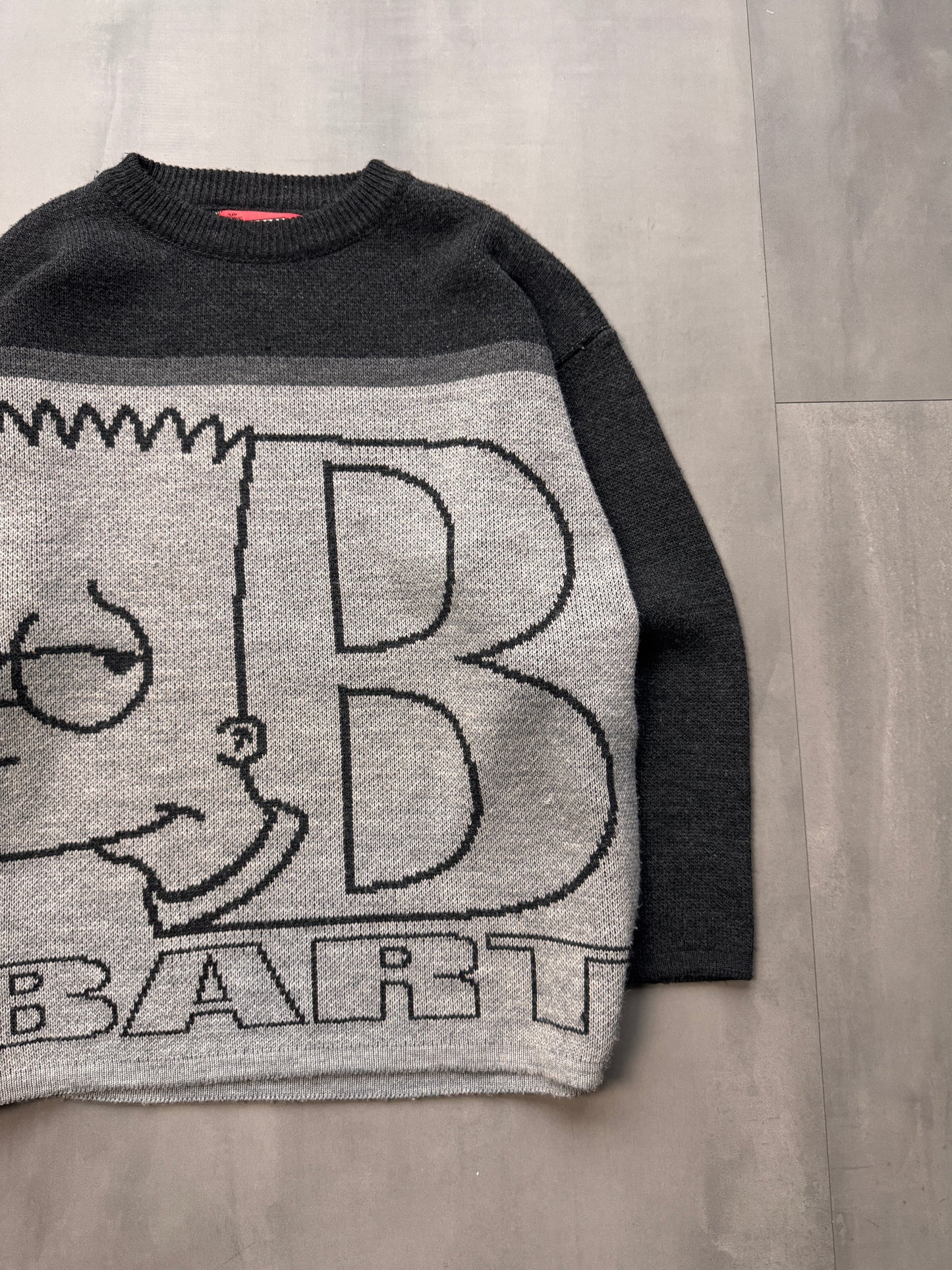 VINTAGE BART SIMPSON GREY KNIT SWEATER - MEDIUM