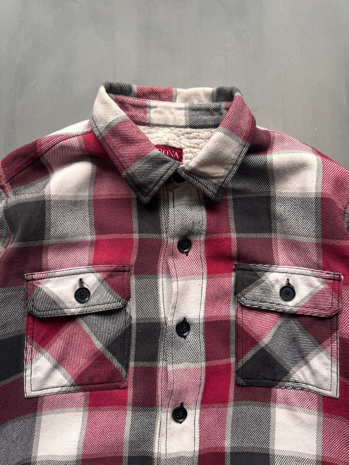 VINTAGE SHERPA LINED FLANNEL JACKET - L