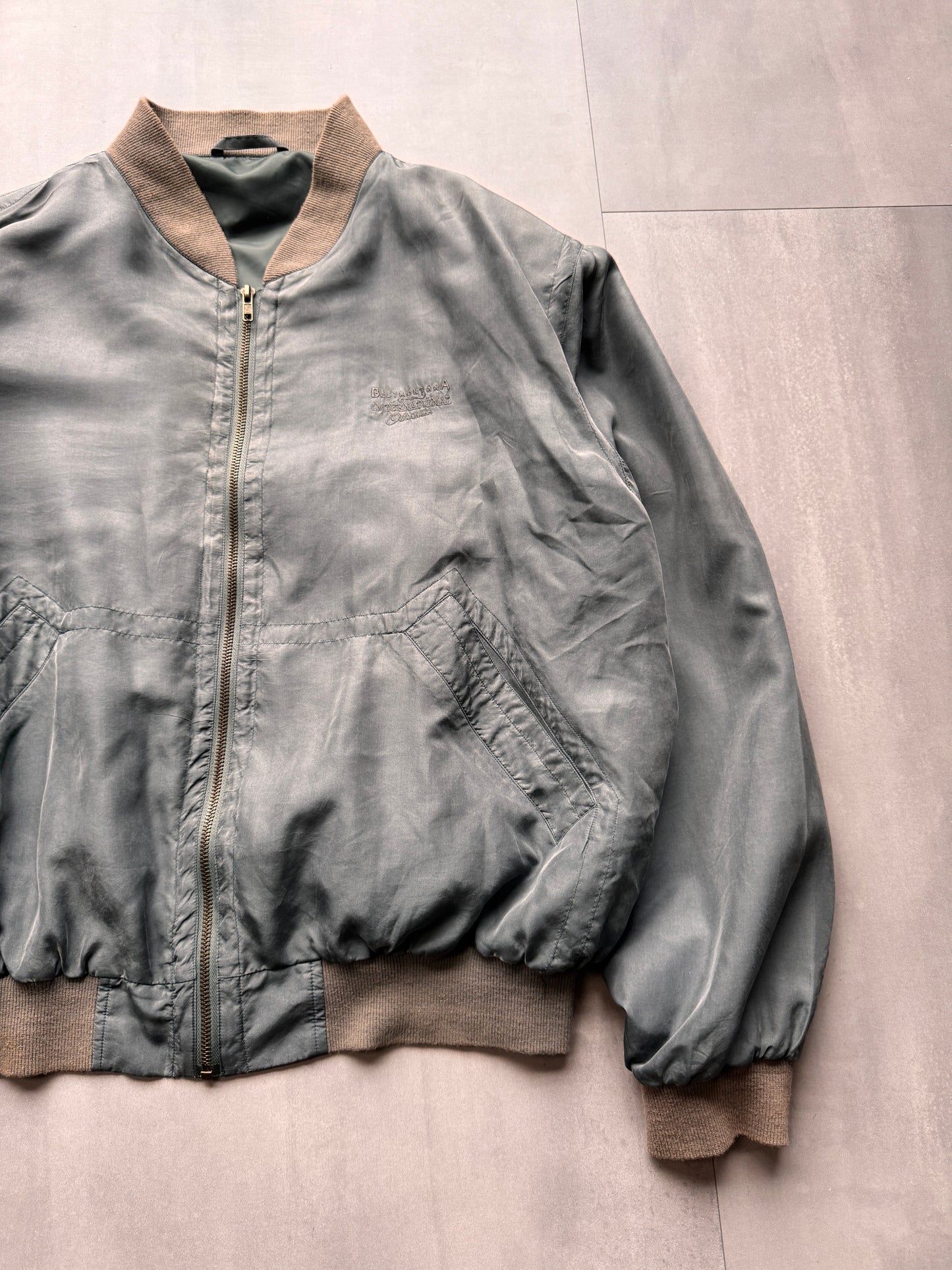 VINTAGE LIGHTWEIGHT SILK BOMBER JACKET - LARGE