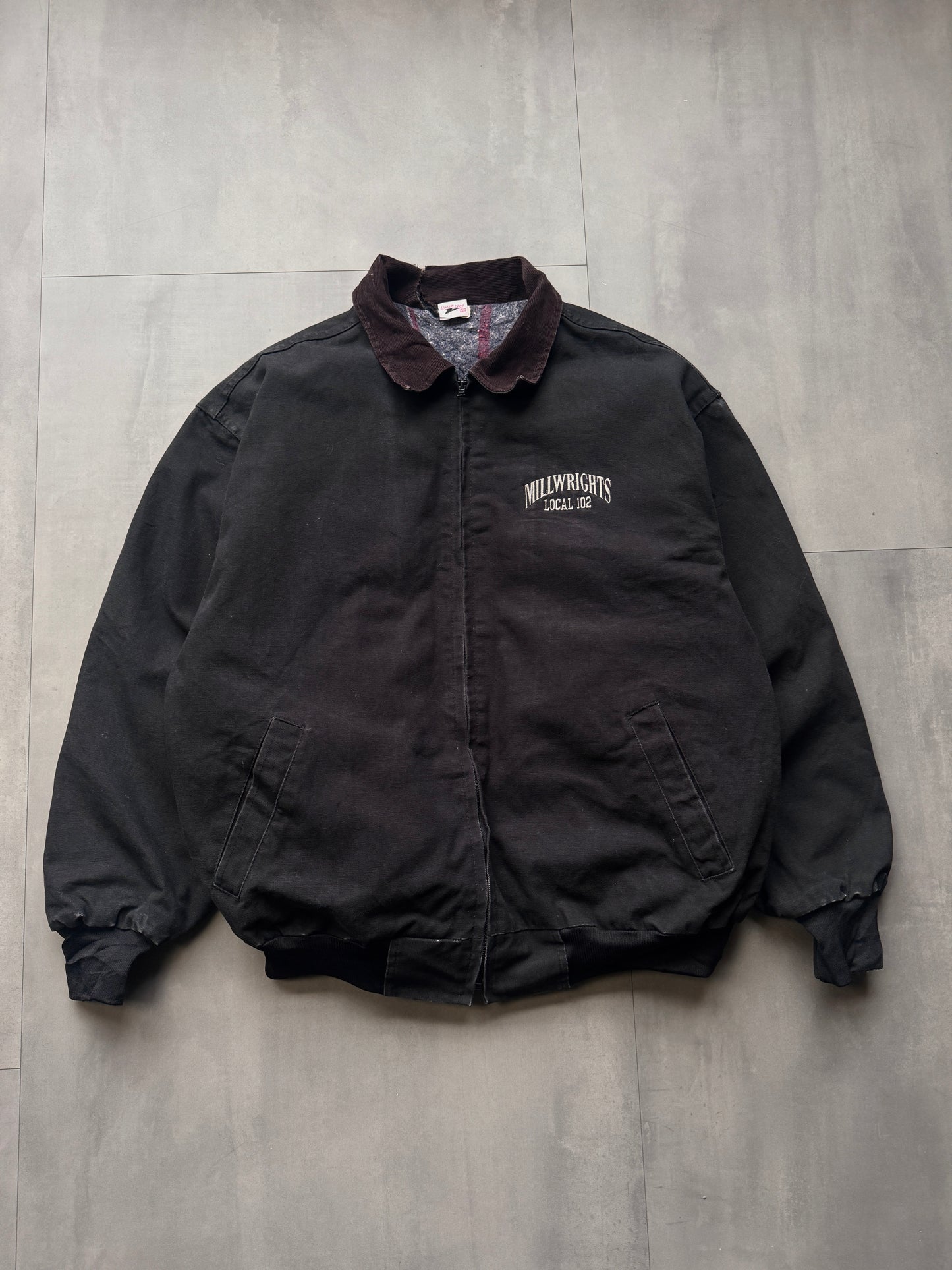 VINTAGE UNION LINE MILLWRIGHTS BLANKET LINED BLACK SANTA FE JACKET - XLARGE