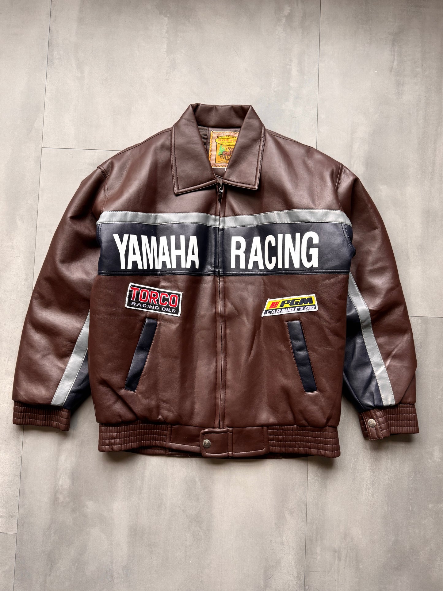 YAMAHA RACING FAUX LEATHER RACING JACKET - LARGE