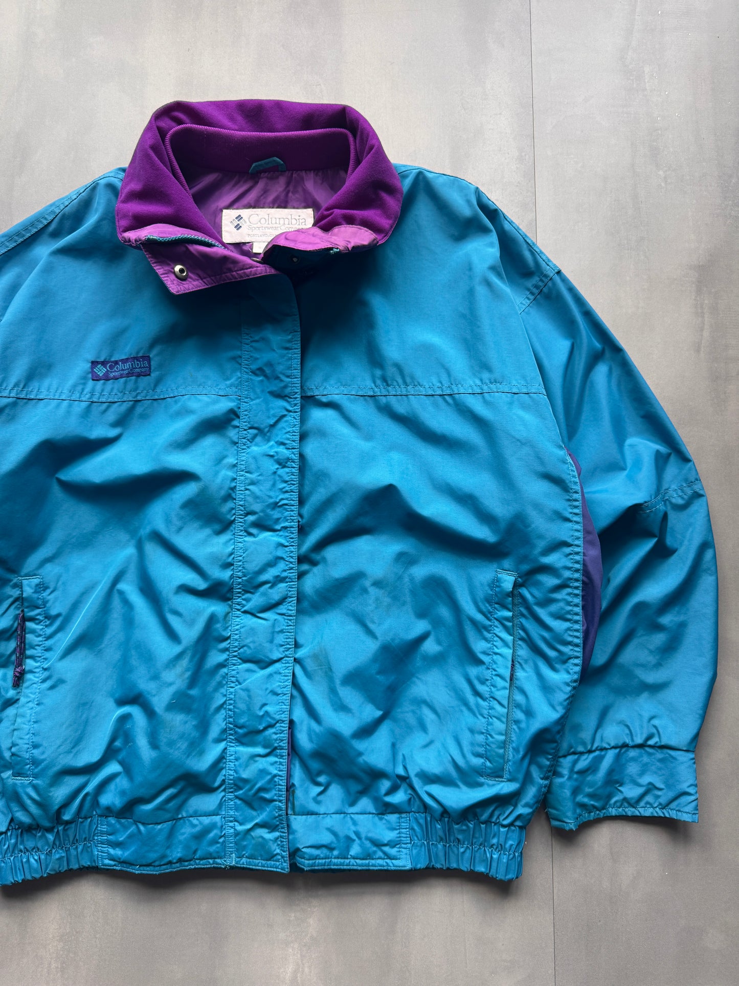 VINTAGE COLUMBIA FLEECE LINED BLUE JACKET - L