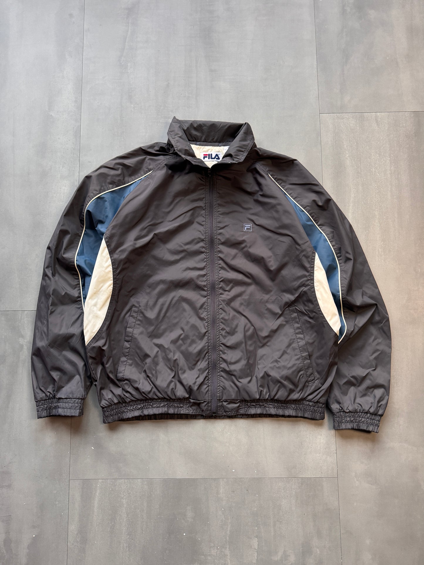 VINTAGE FILA GREY TRACK JACKET - L