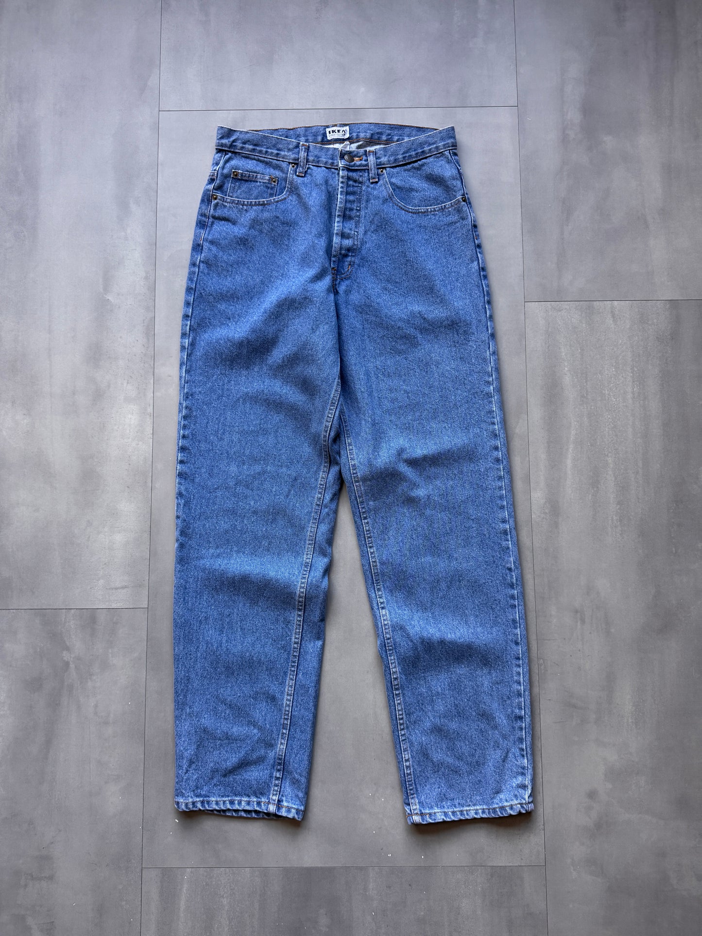 VINTAGE IKEA STAFF CLOTHING LIGHT WASH DENIM PANTS - 34