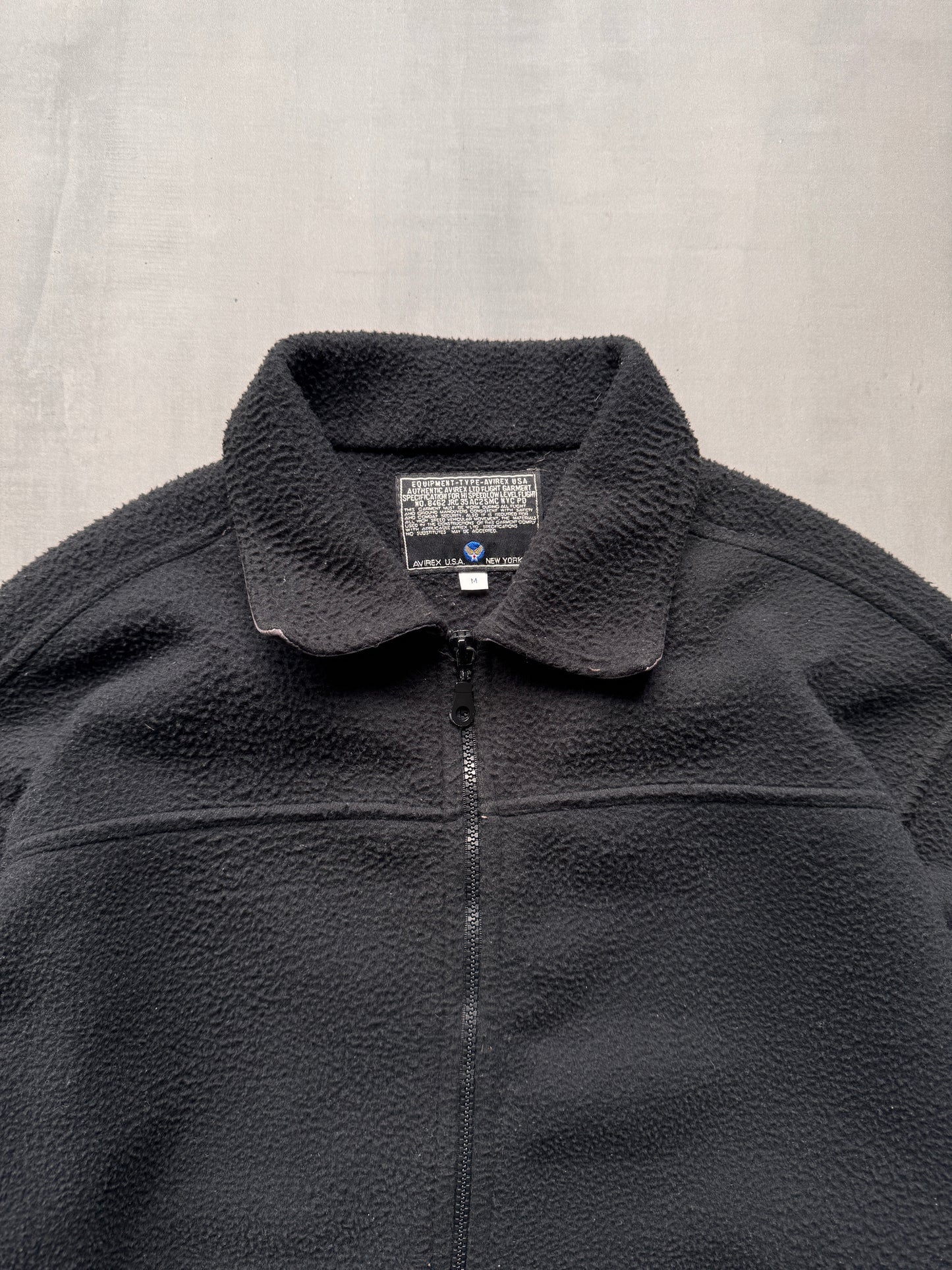 AVIREX U.S.A. FLIGHT GARMENT BLACK FLEECE - MEDIUM