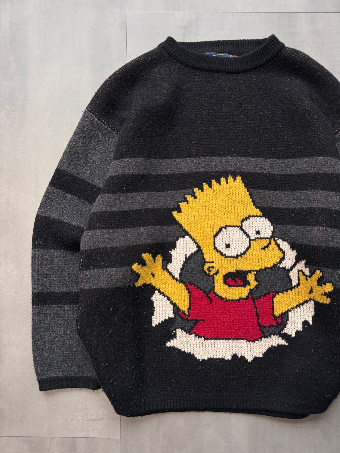 VINTAGE BART SIMPSON BLACK KNIT SWEATER - LARGE