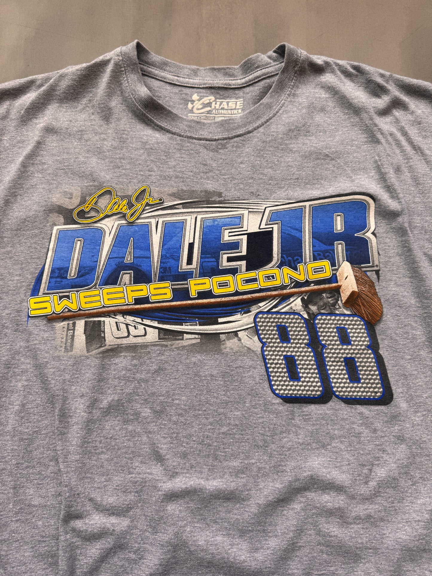 VINTAGE NASCAR DALE JR GREY TEE - L