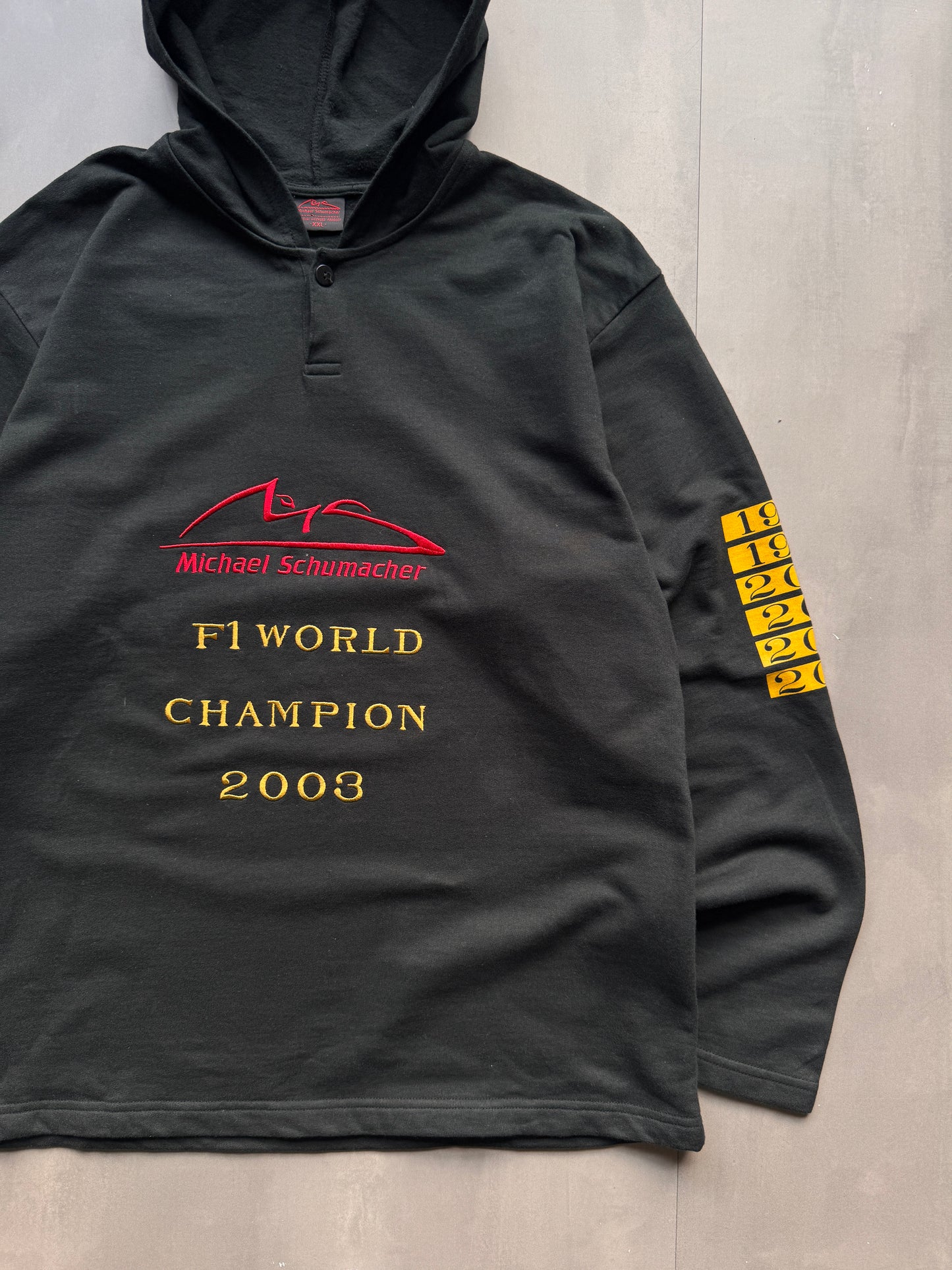 VINTAGE F1 MICHAEL SCHUMACHER WORLD CHAMPION 2003 BLACK HOODIE - XL