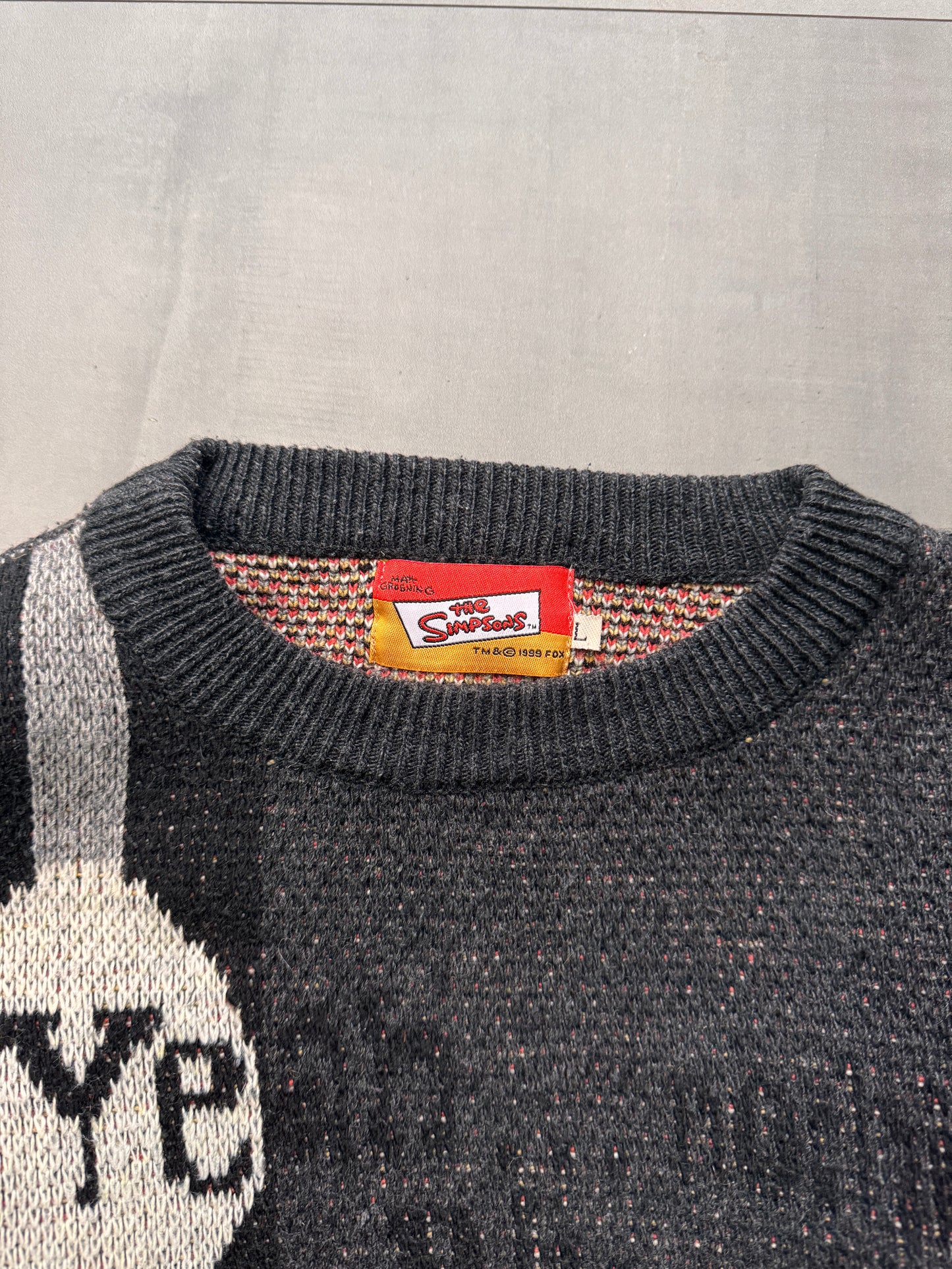 VINTAGE BART SIMPSON DARK GREY KNIT SWEATER - MEDIUM