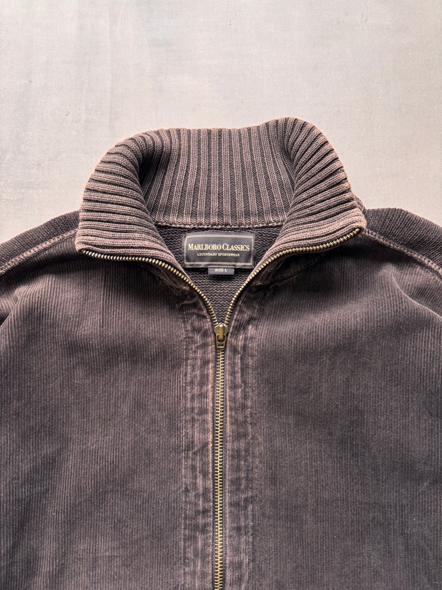 VINTAGE MARLBORO CLASSICS DARK BROWN KNIT JUMPER - MEDIUM