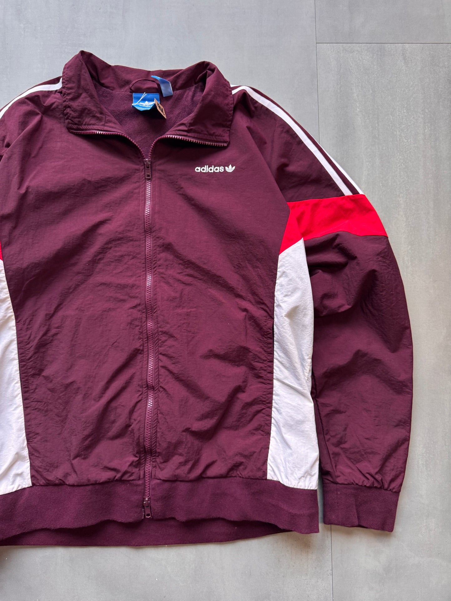 VINTAGE ADIDAS BURGUNDY TRACK JACKET - L