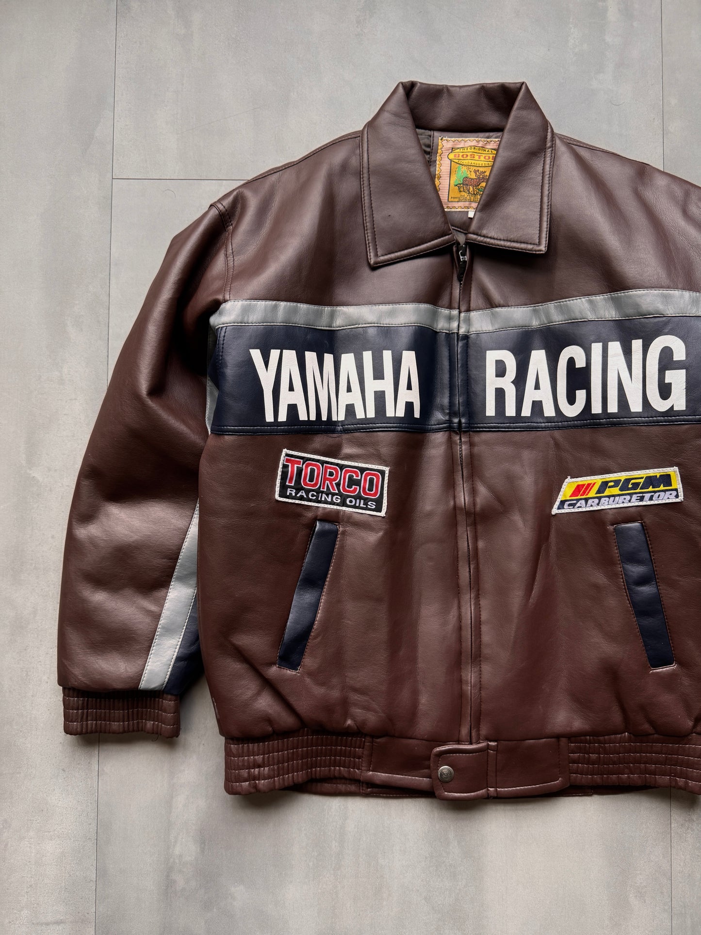 YAMAHA RACING FAUX LEATHER RACING JACKET - LARGE