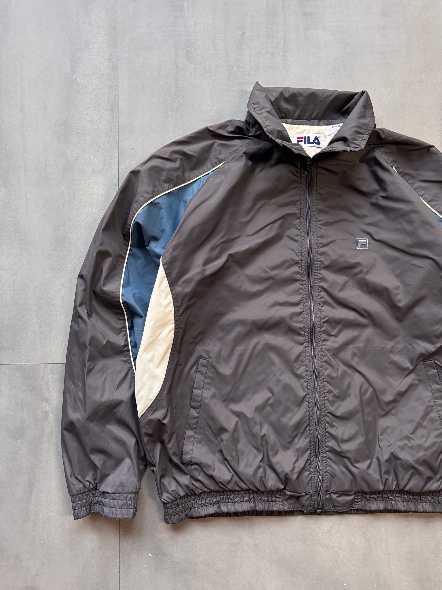VINTAGE FILA GREY TRACK JACKET - L