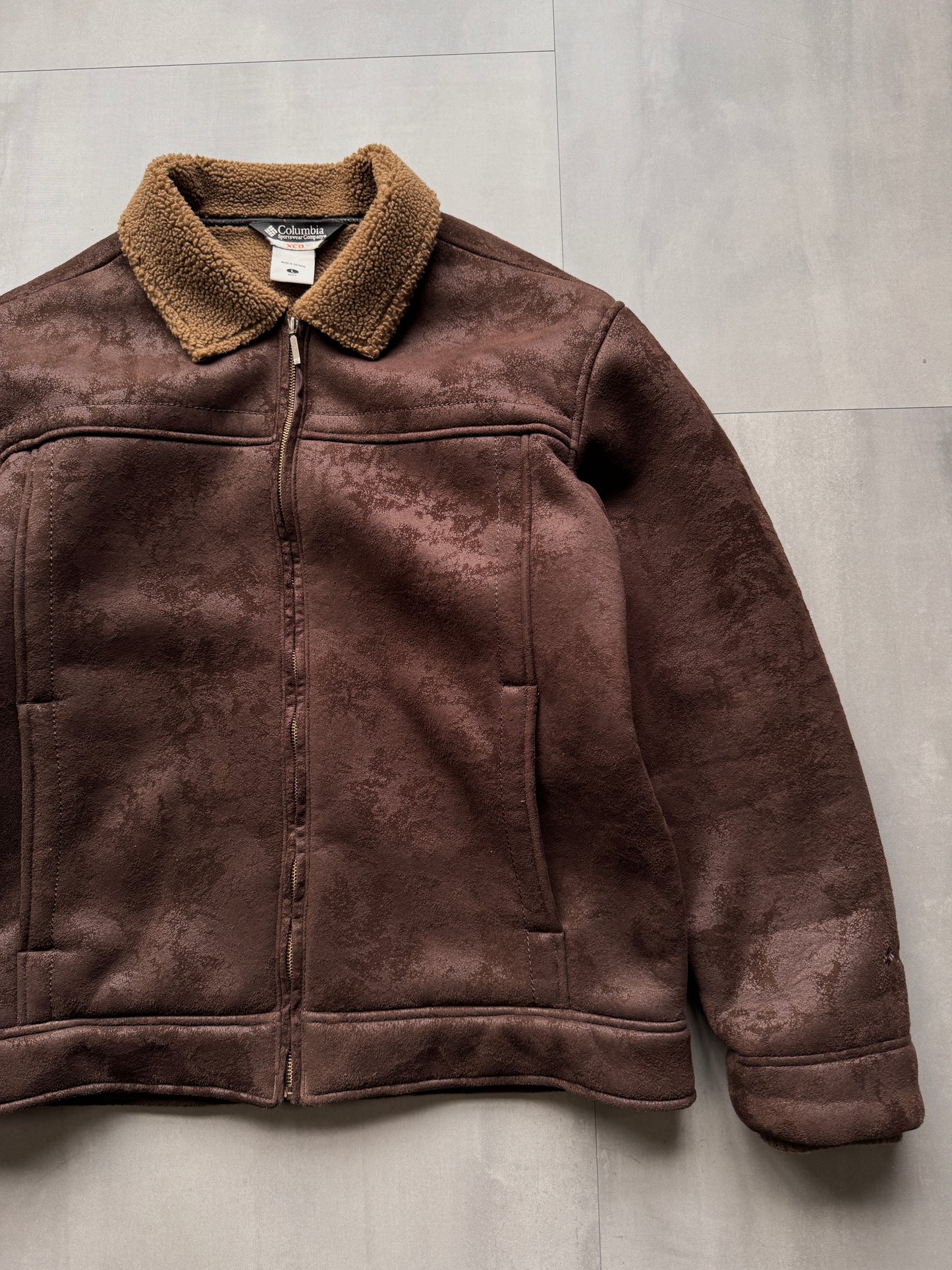 VINTAGE COLUMBIA SHERPA LINED SUEDE JACKET - XLARGE