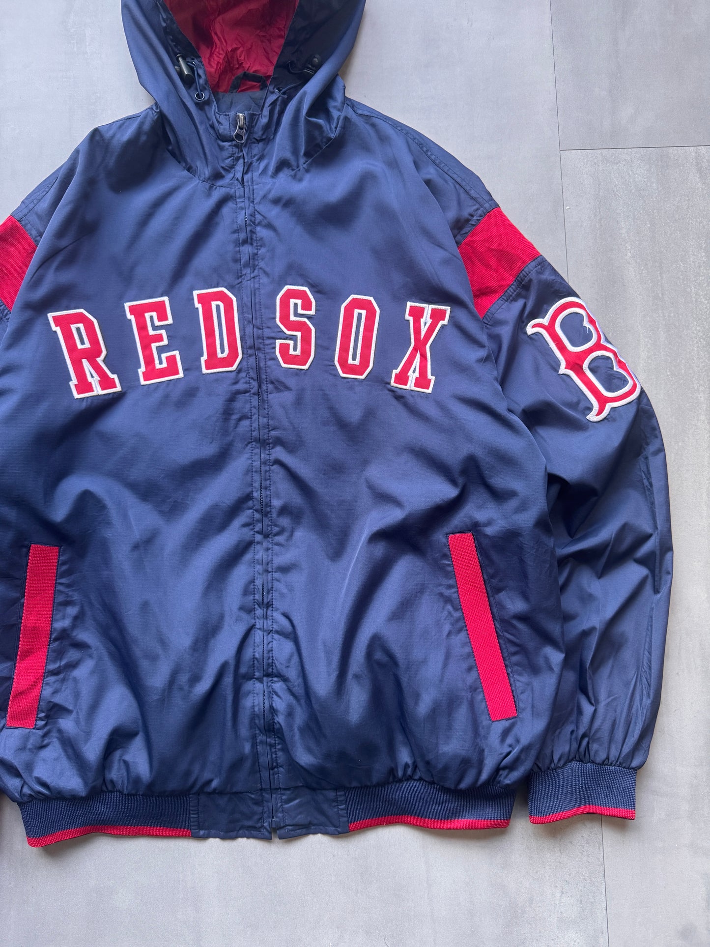 VINTAGE MLB BOSTON RED SOX HOODED TRACK JACKET - L