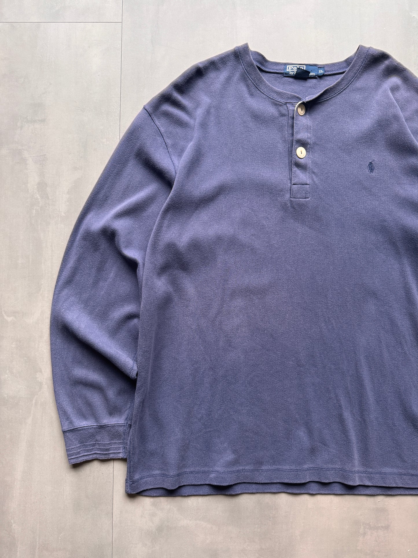 VINTAGE RALPH LAUREN POLO BLUE HENLEY SHIRT - XL