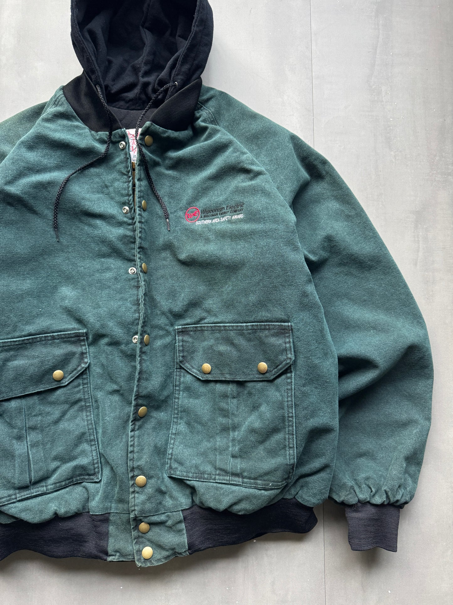 VINTAGE FADED GREEN WORKWEAR JACKET - XL