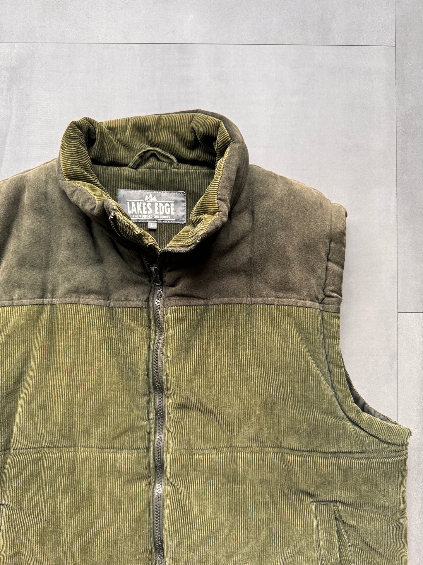 GREEN CORDUROY BODYWARMER - LARGE