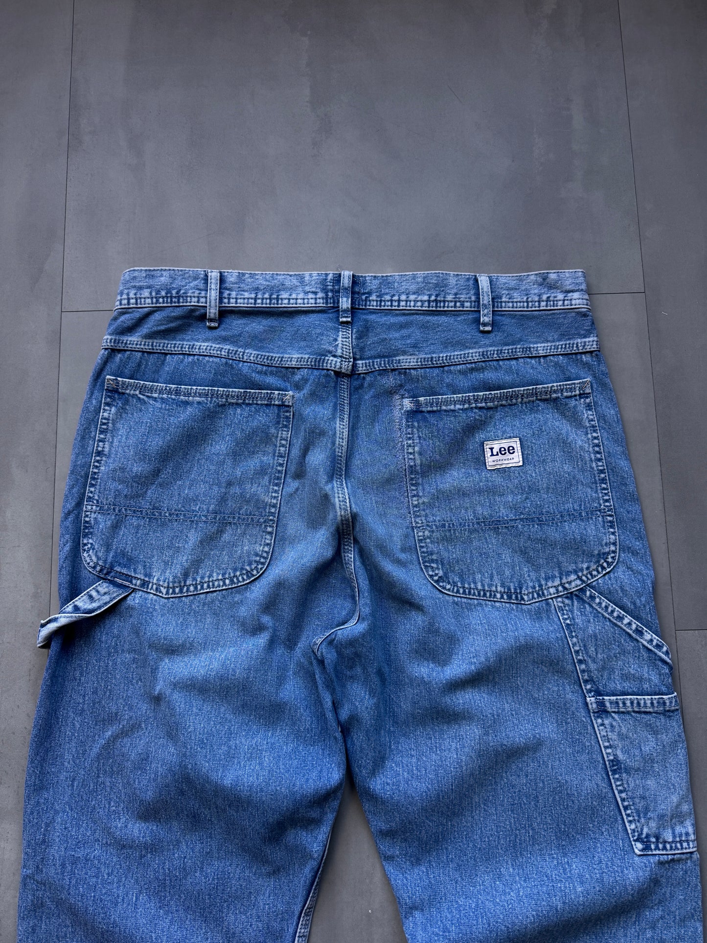 VINTAGE LEE LIGHT WASH DENIM CARPENTER PANTS - 34