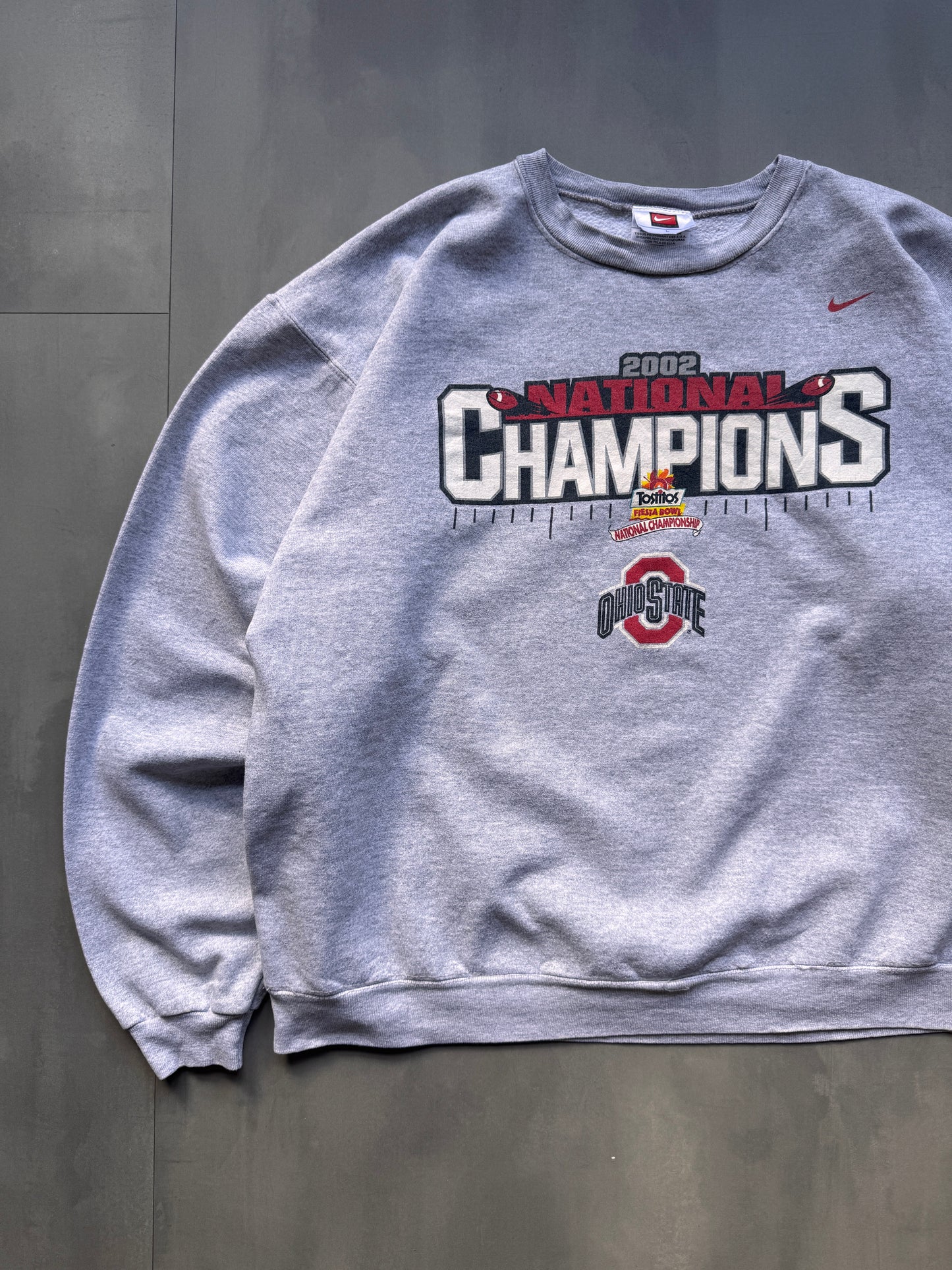 VINTAGE NIKE OHIO STATE 2002 CHAMPIONS GREY SWEATER - L