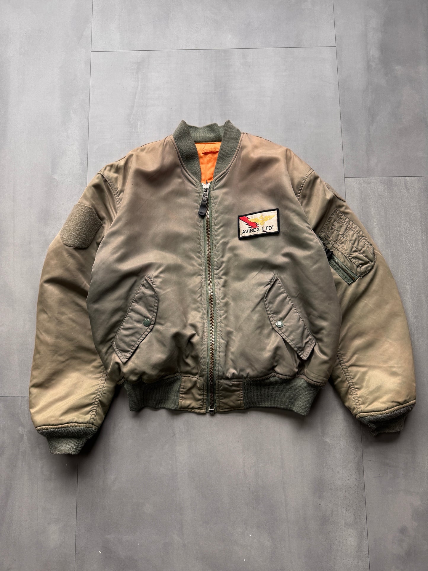 VINTAGE AVIREX LTD. GREEN M1 BOMBER JACKET - LARGE