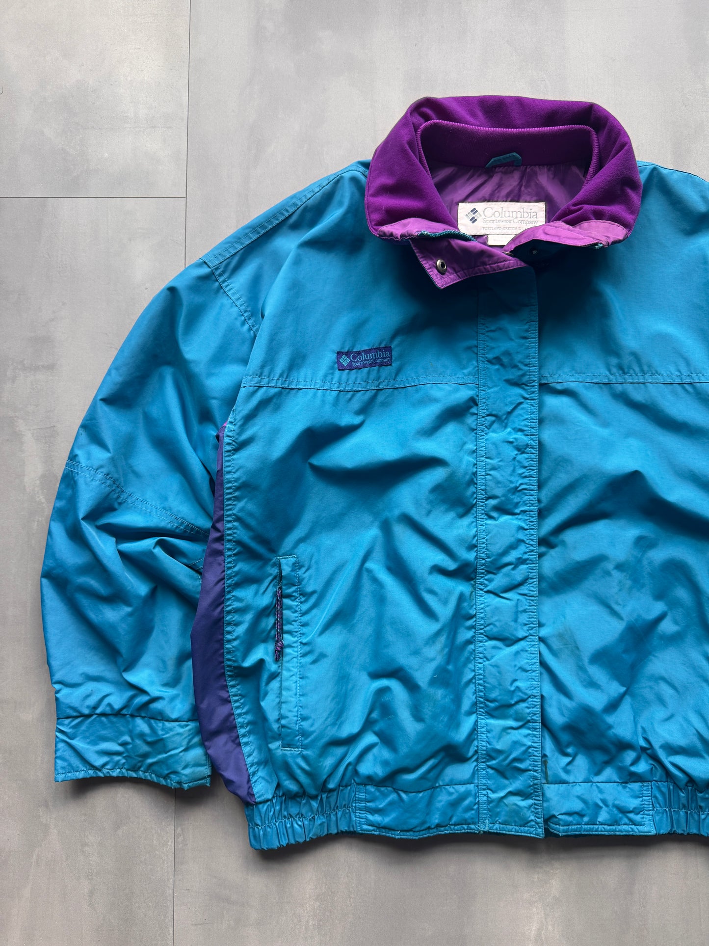 VINTAGE COLUMBIA FLEECE LINED BLUE JACKET - L