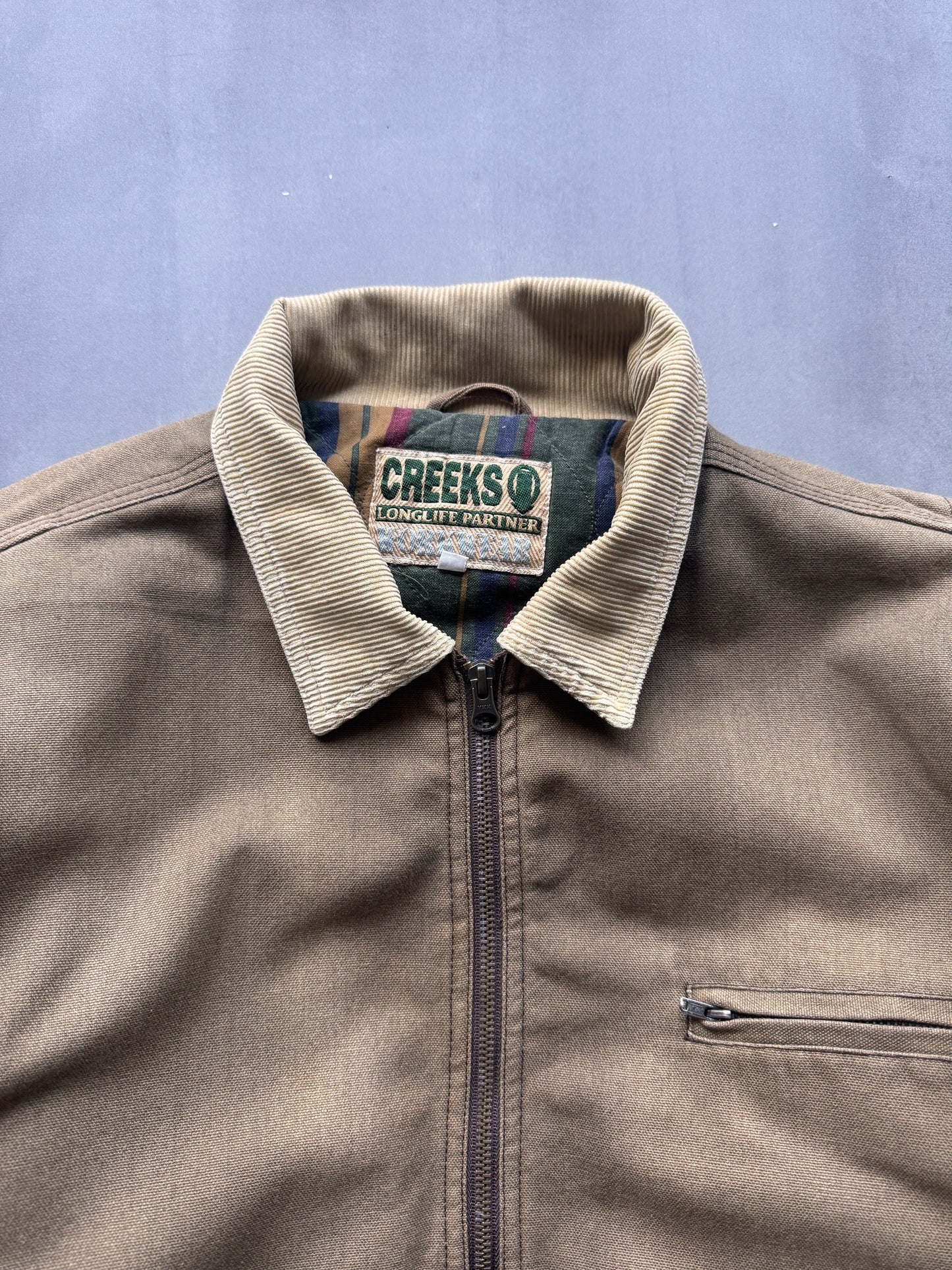 VINTAGE CREEKS LINED GREEN/GREY DETROIT JACKET - L