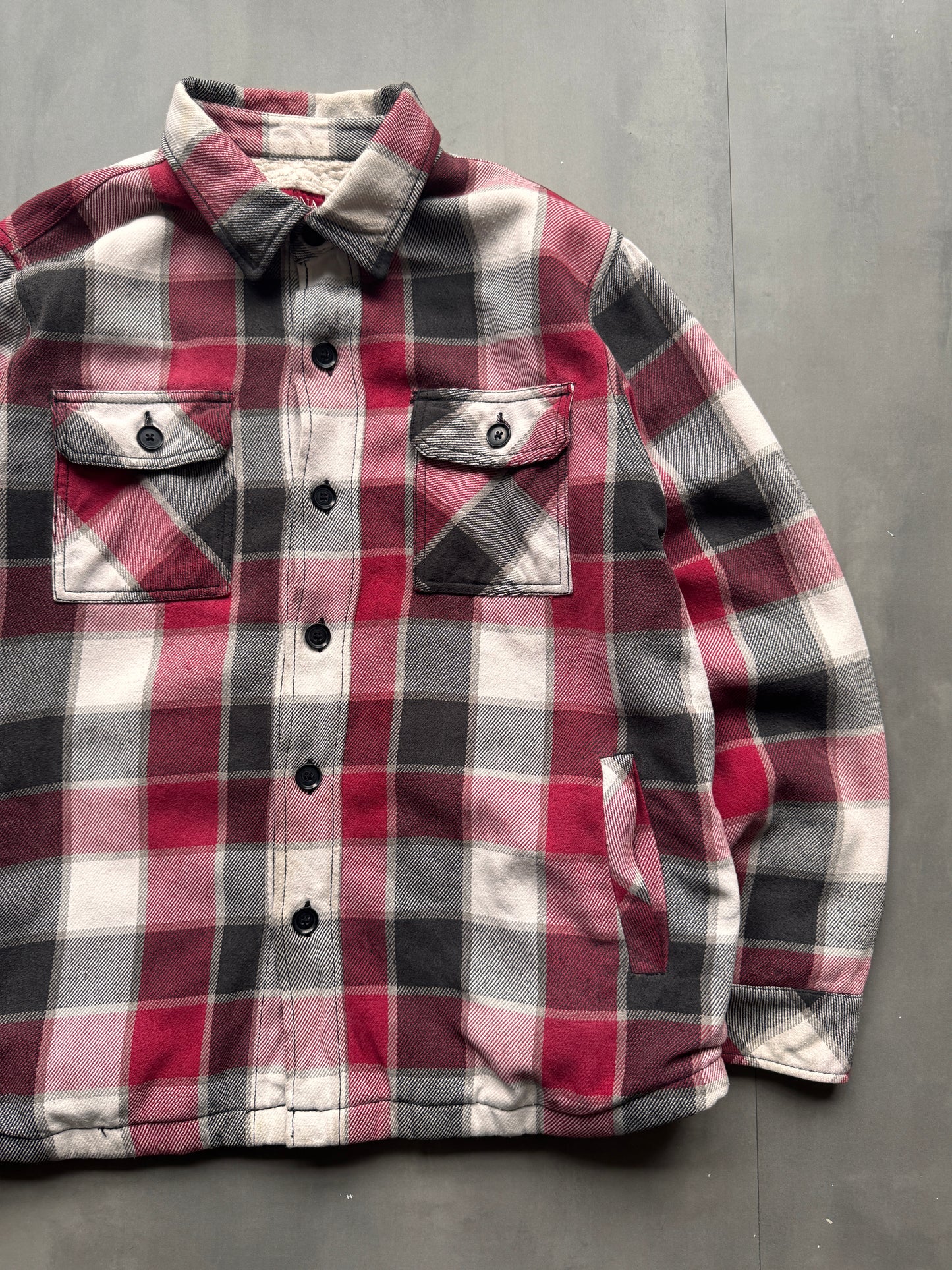 VINTAGE SHERPA LINED FLANNEL JACKET - L