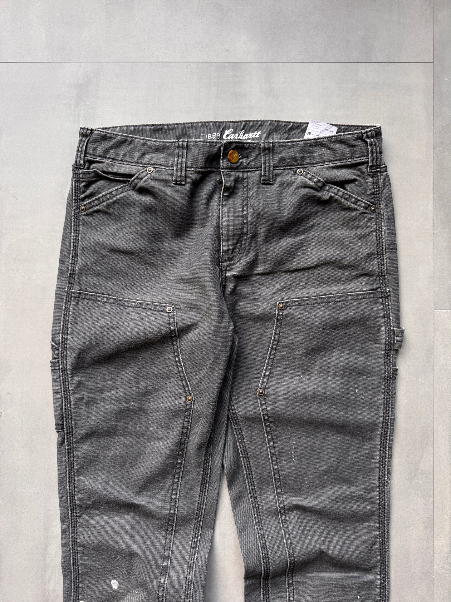 VINTAGE CARHARTT DOUBLE KNEE GREY CARPENTER PANTS - 30