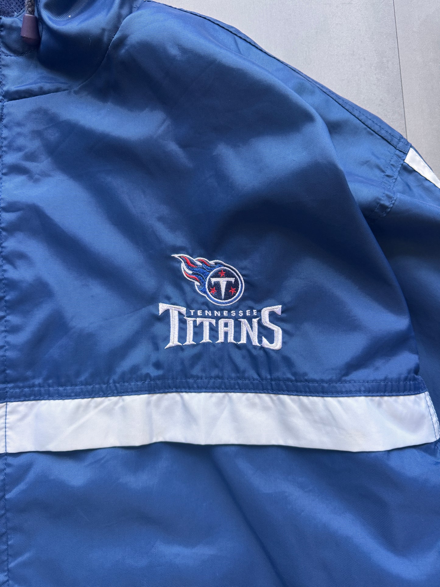 VINTAGE NFL TENNESSEE TITANS NAVY WINDBREAKER JACKET - XL