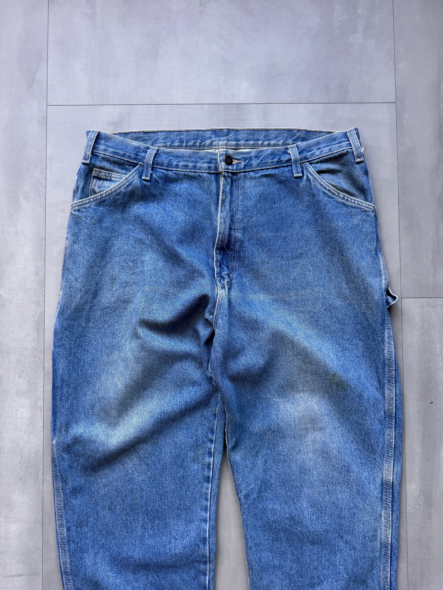 VINTAGE DICKIES LIGHT WASH DENIM CARPENTER PANTS - 34
