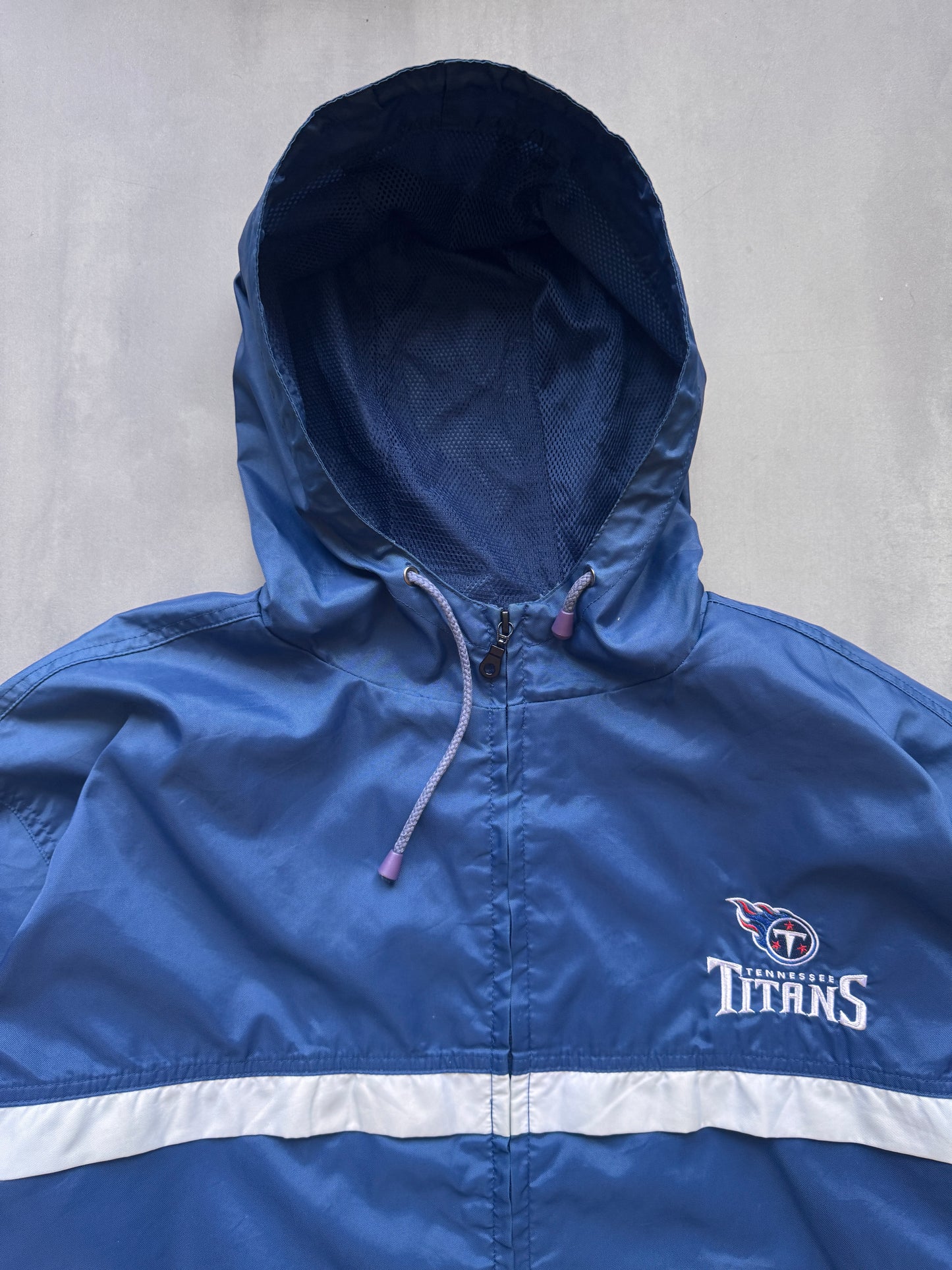 VINTAGE NFL TENNESSEE TITANS NAVY WINDBREAKER JACKET - XL
