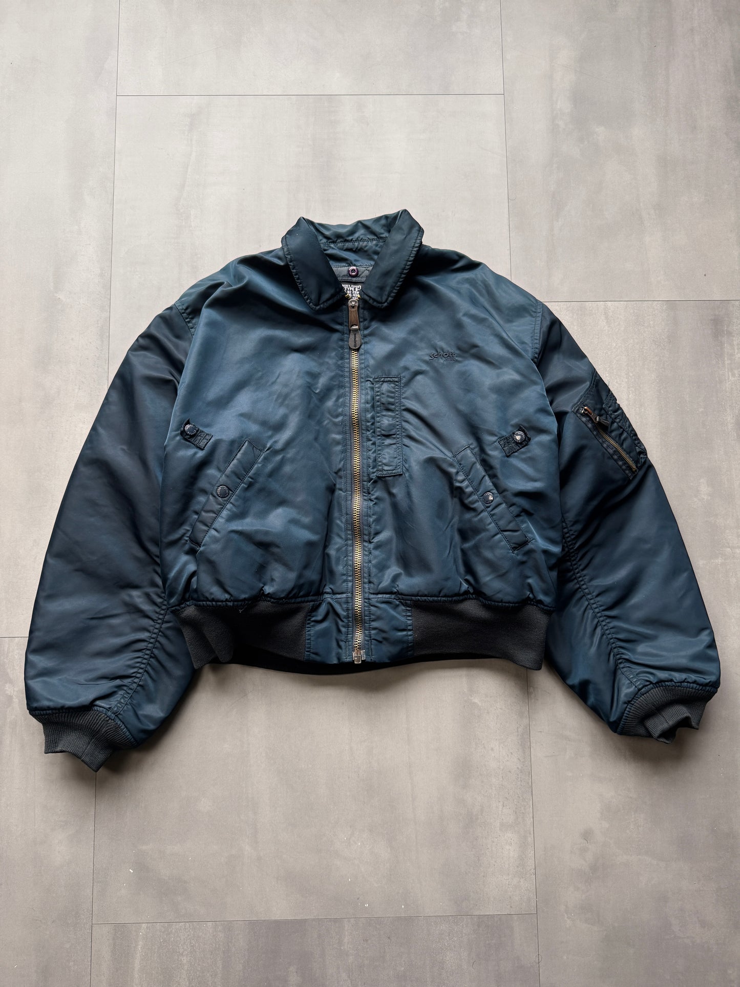 VINTAGE SCHOTT NYC NAVY TYPE B-15 BOMBER JACKET - LARGE