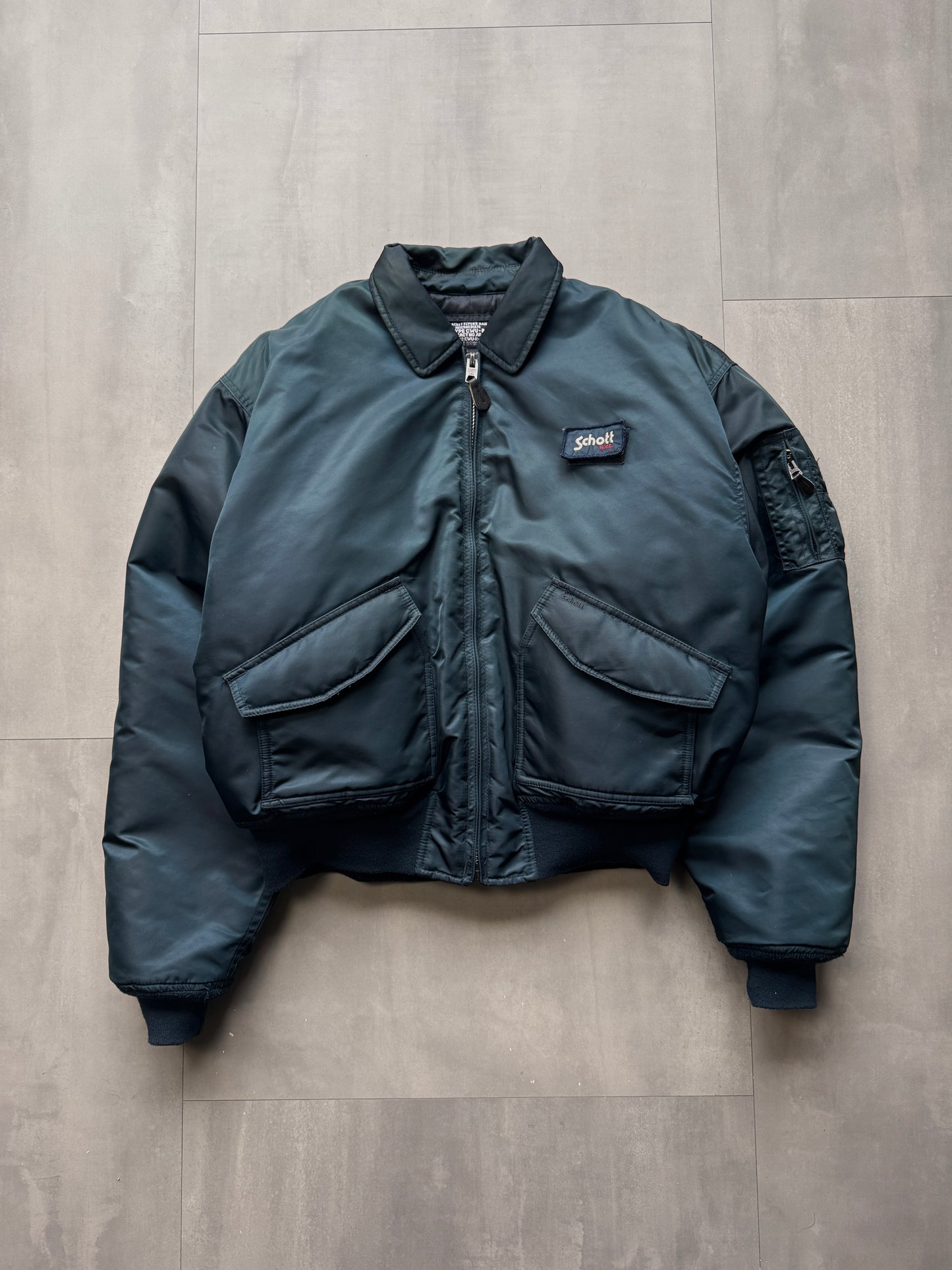 VINTAGE SCHOTT NYC NAVY TYPE CWU-R BOMBER JACKET - XLARGE