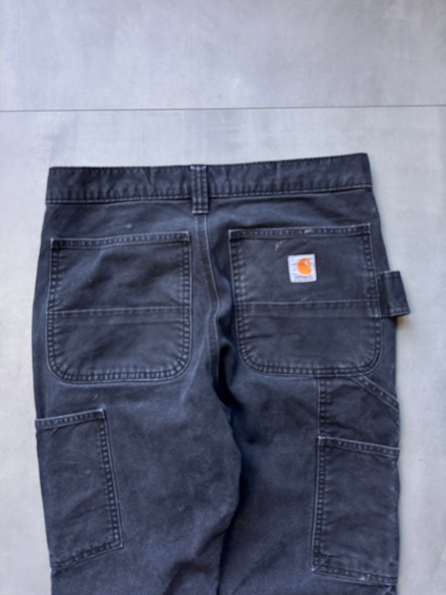 VINTAGE CARHARTT BLACK DOUBLE KNEE CARPENTER PANTS - 32