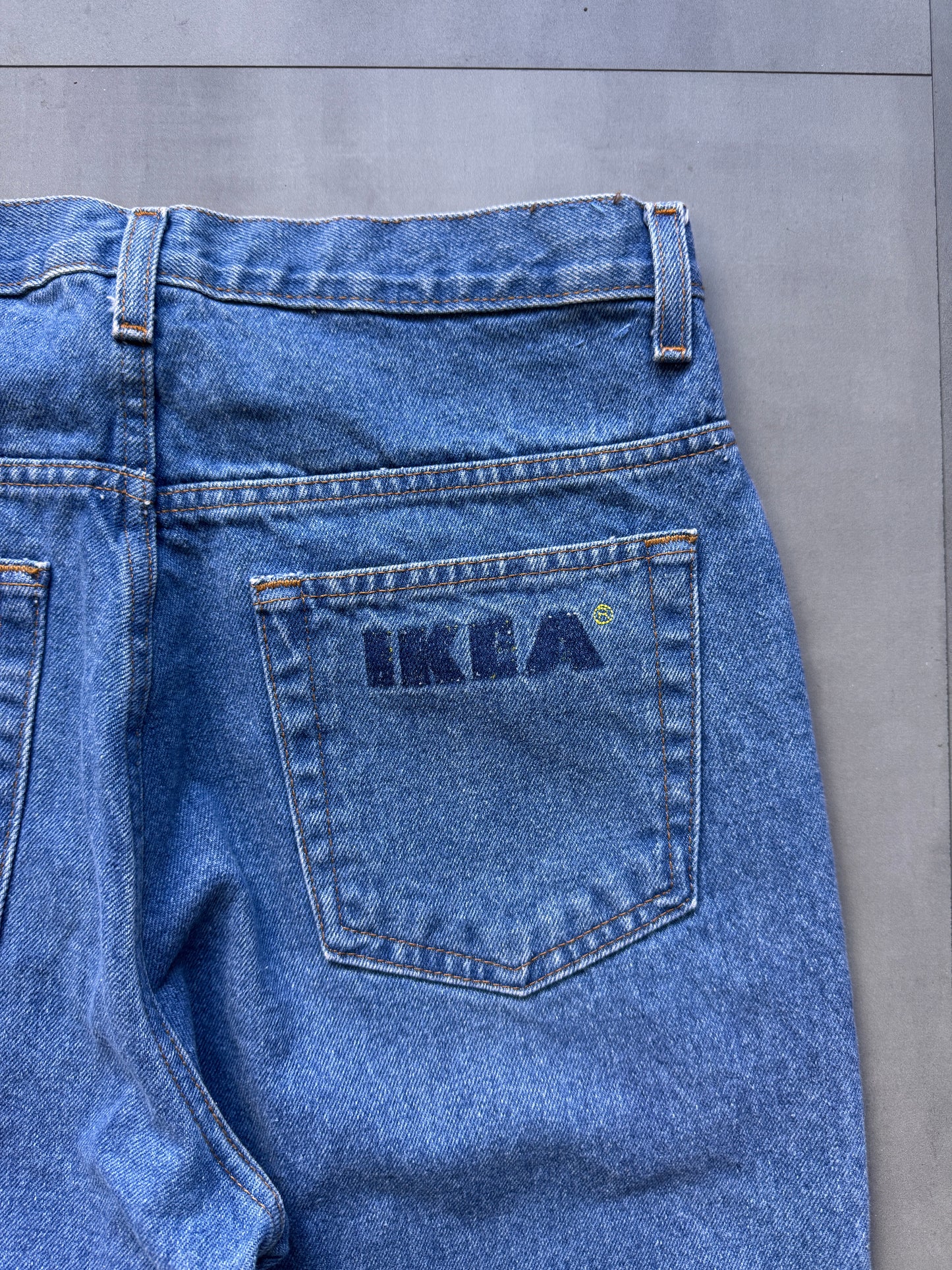 VINTAGE IKEA STAFF CLOTHING LIGHT WASH DENIM PANTS - 34