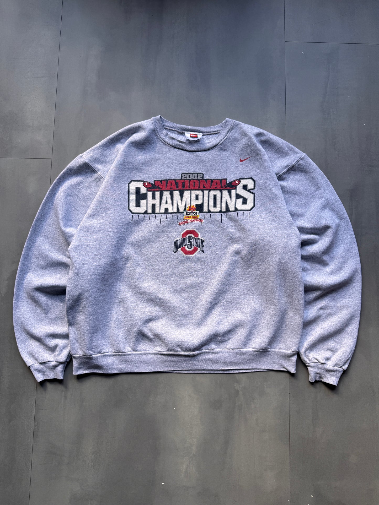 VINTAGE NIKE OHIO STATE 2002 CHAMPIONS GREY SWEATER - L