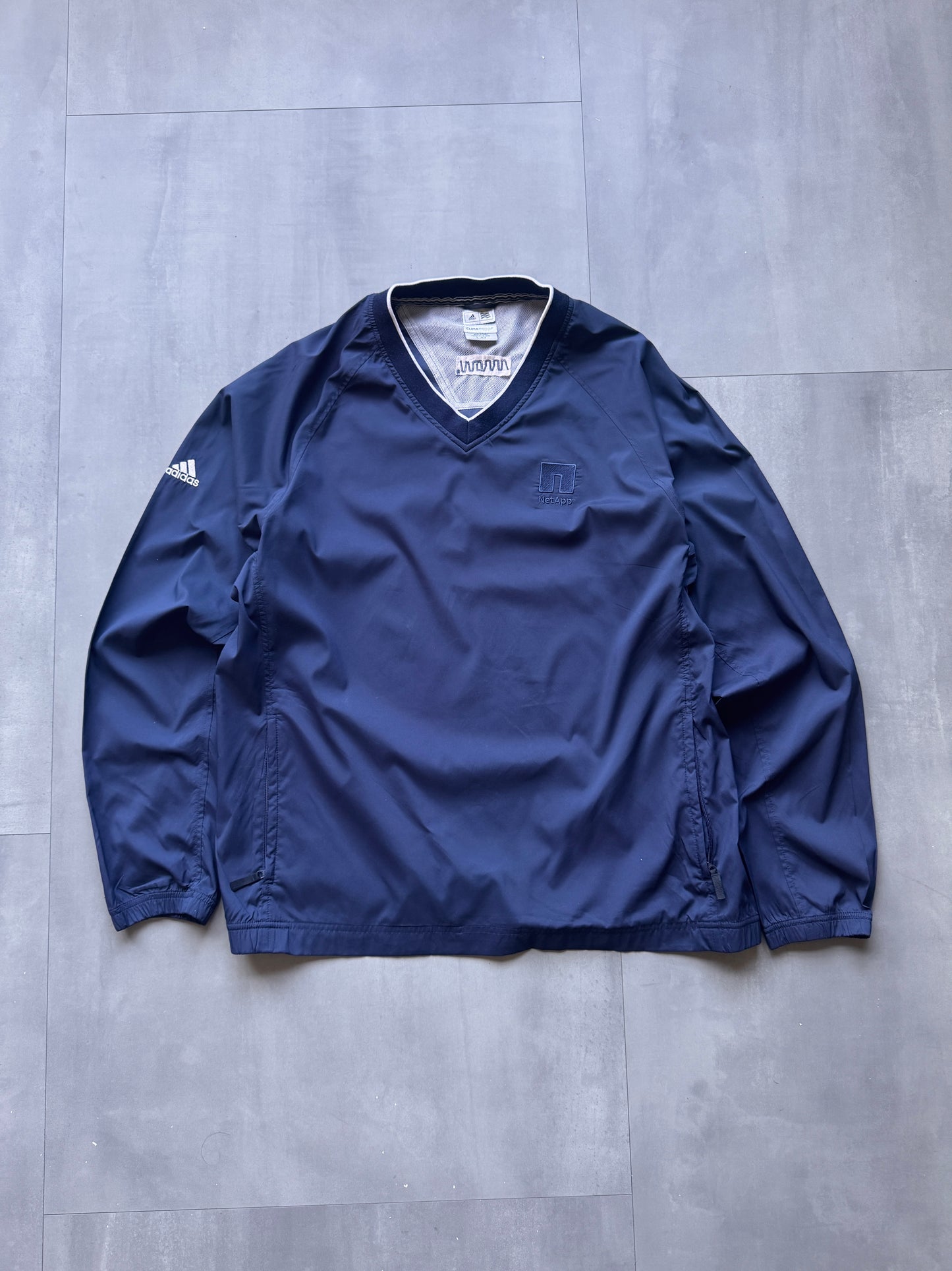 VINTAGE ADIDAS NET APP NAVY WINDBREAKER - L