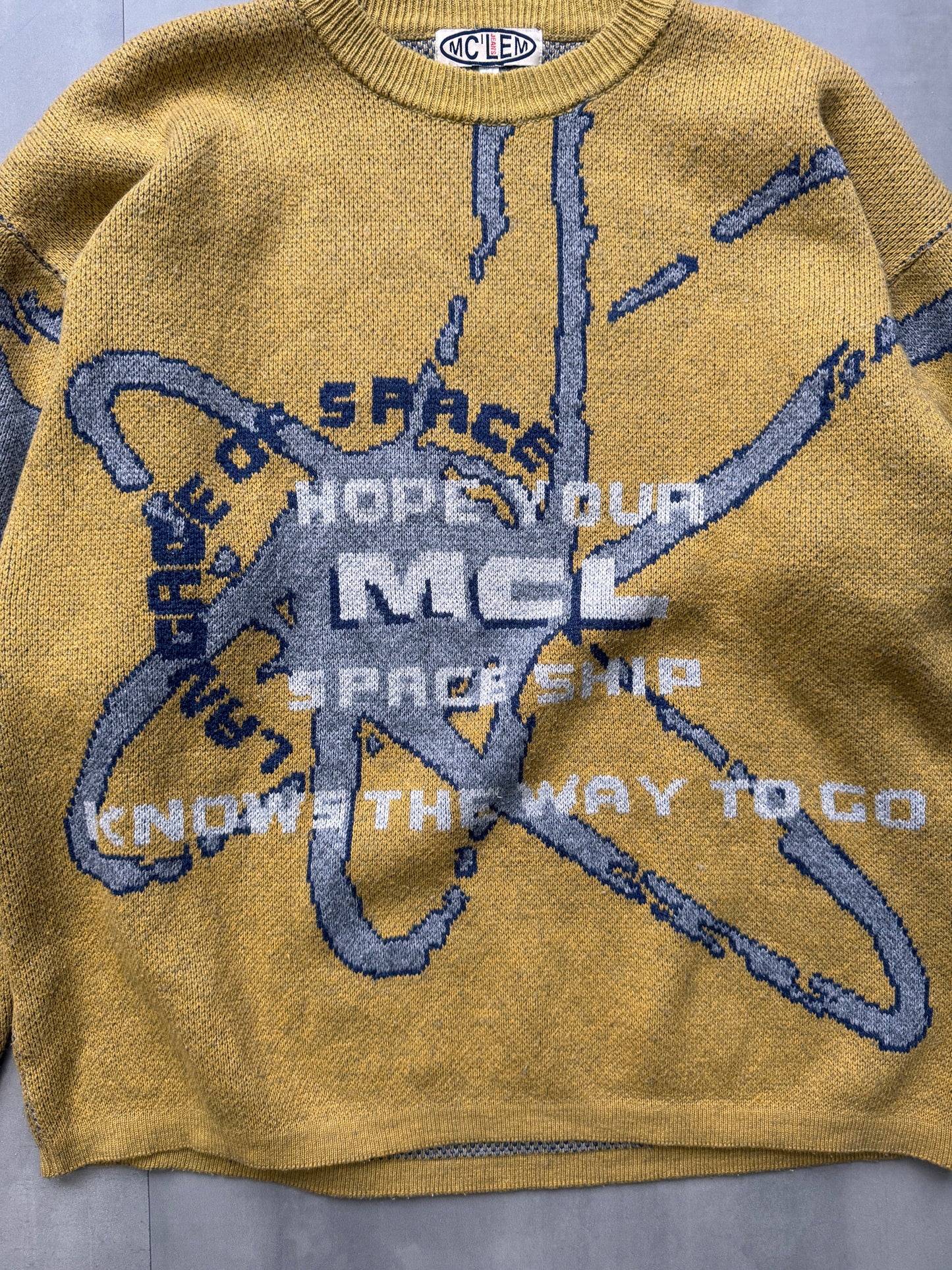 VINTAGE MC LEM YELLOW KNIT SWEATER - LARGE