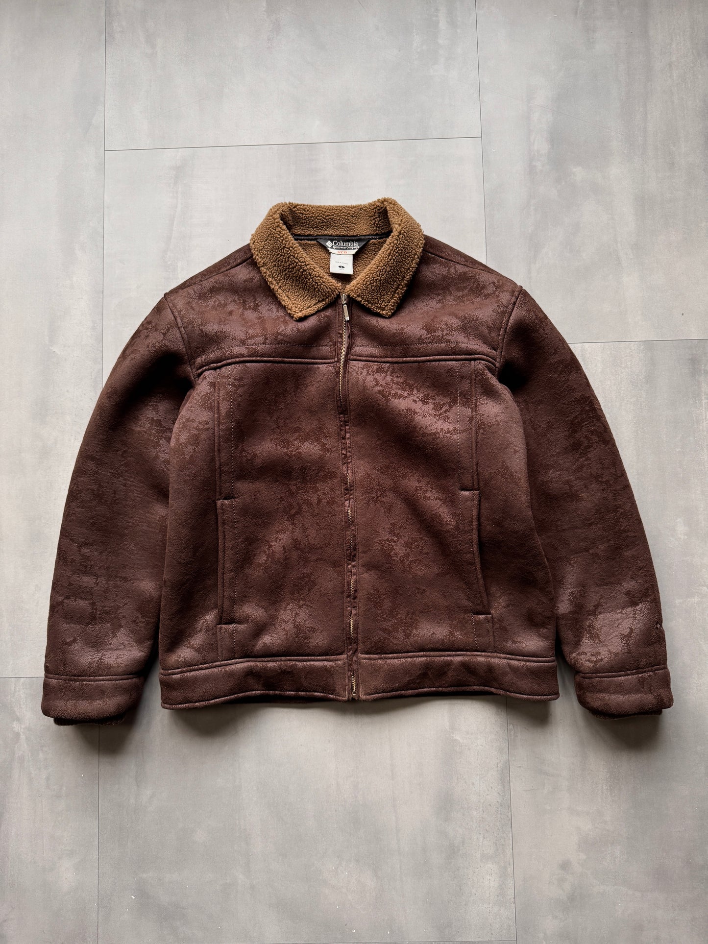 VINTAGE COLUMBIA SHERPA LINED SUEDE JACKET - XLARGE