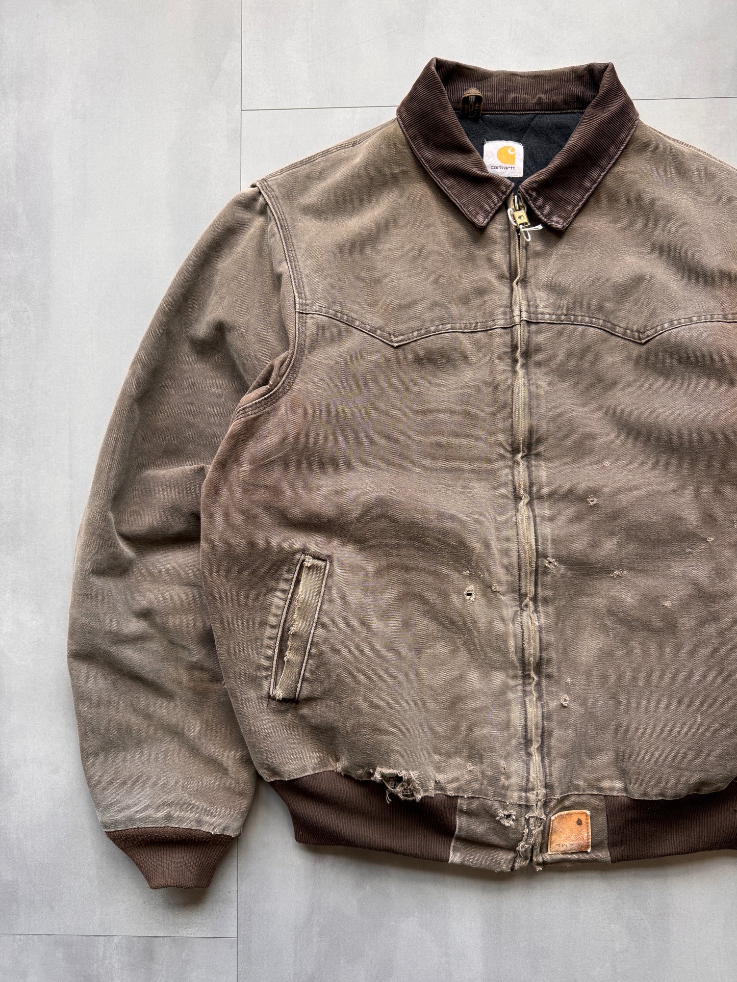 VINTAGE CARHARTT FADED BROWN SANTE FE JACKET - XLARGE