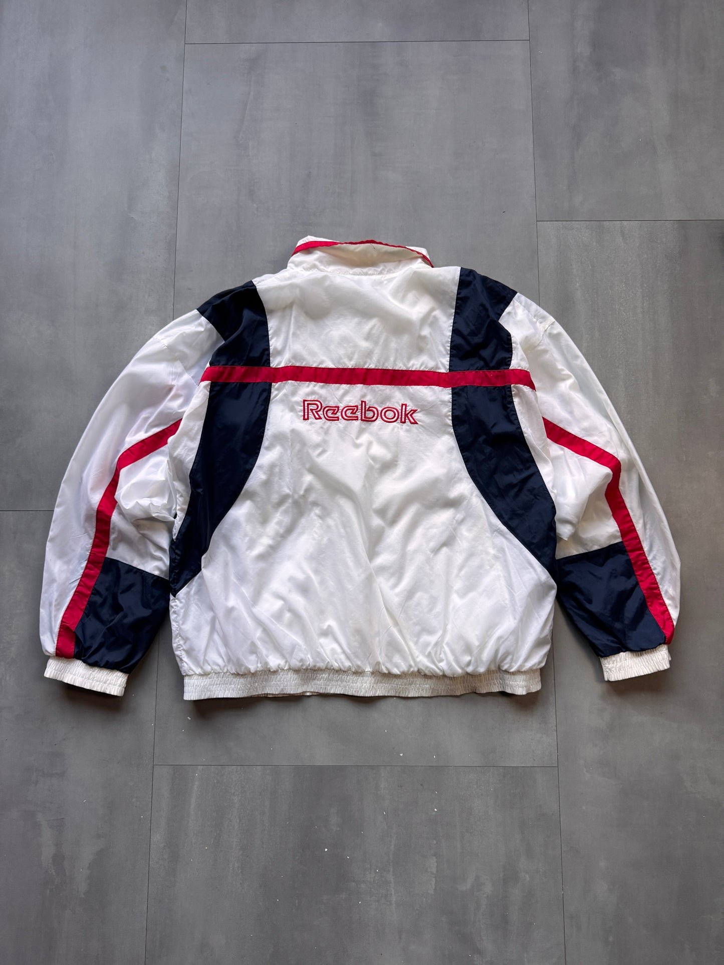 VINTAGE REEBOK WHITE TRACK JACKET - XL