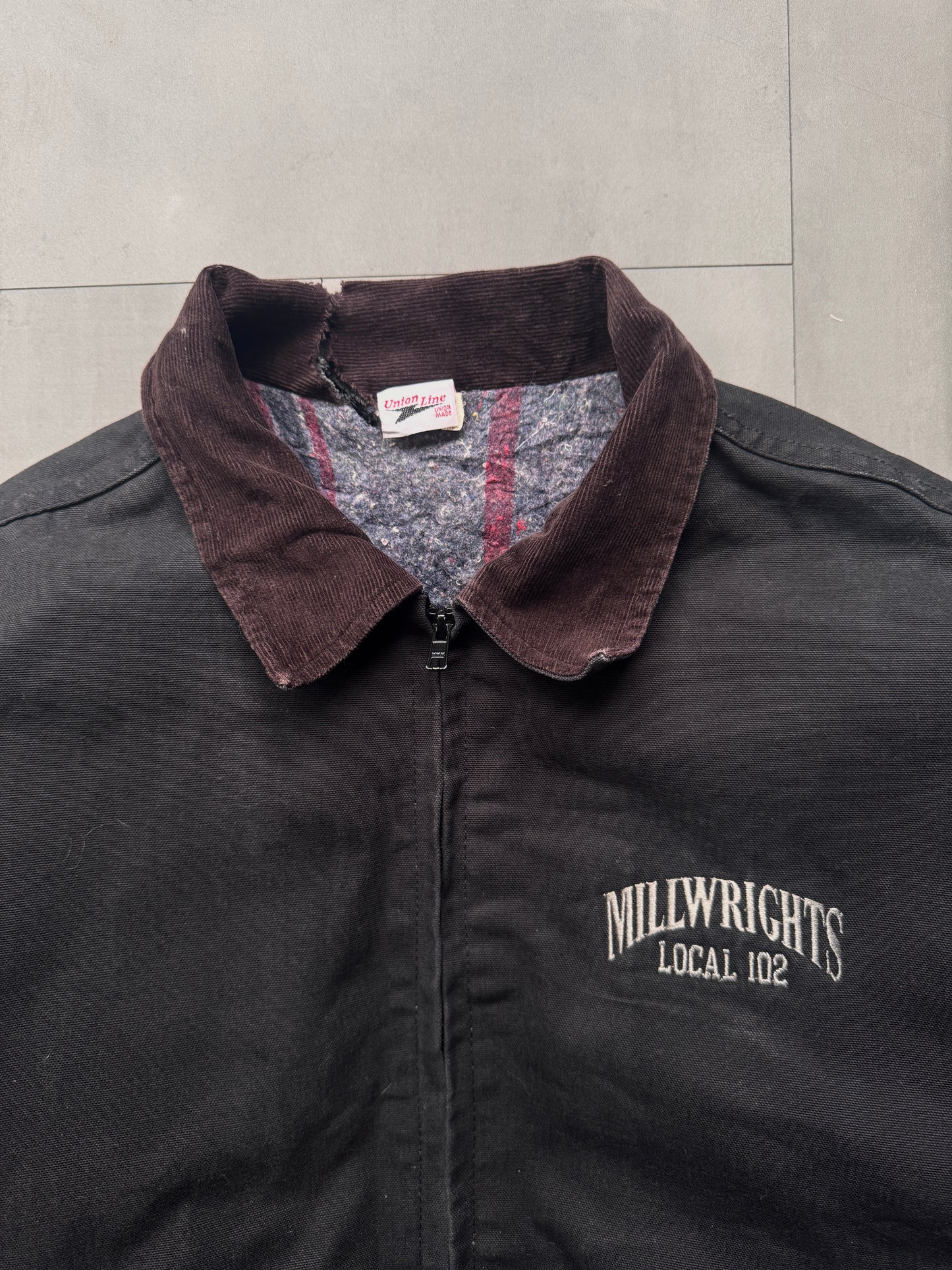 VINTAGE UNION LINE MILLWRIGHTS BLANKET LINED BLACK SANTA FE JACKET - XLARGE